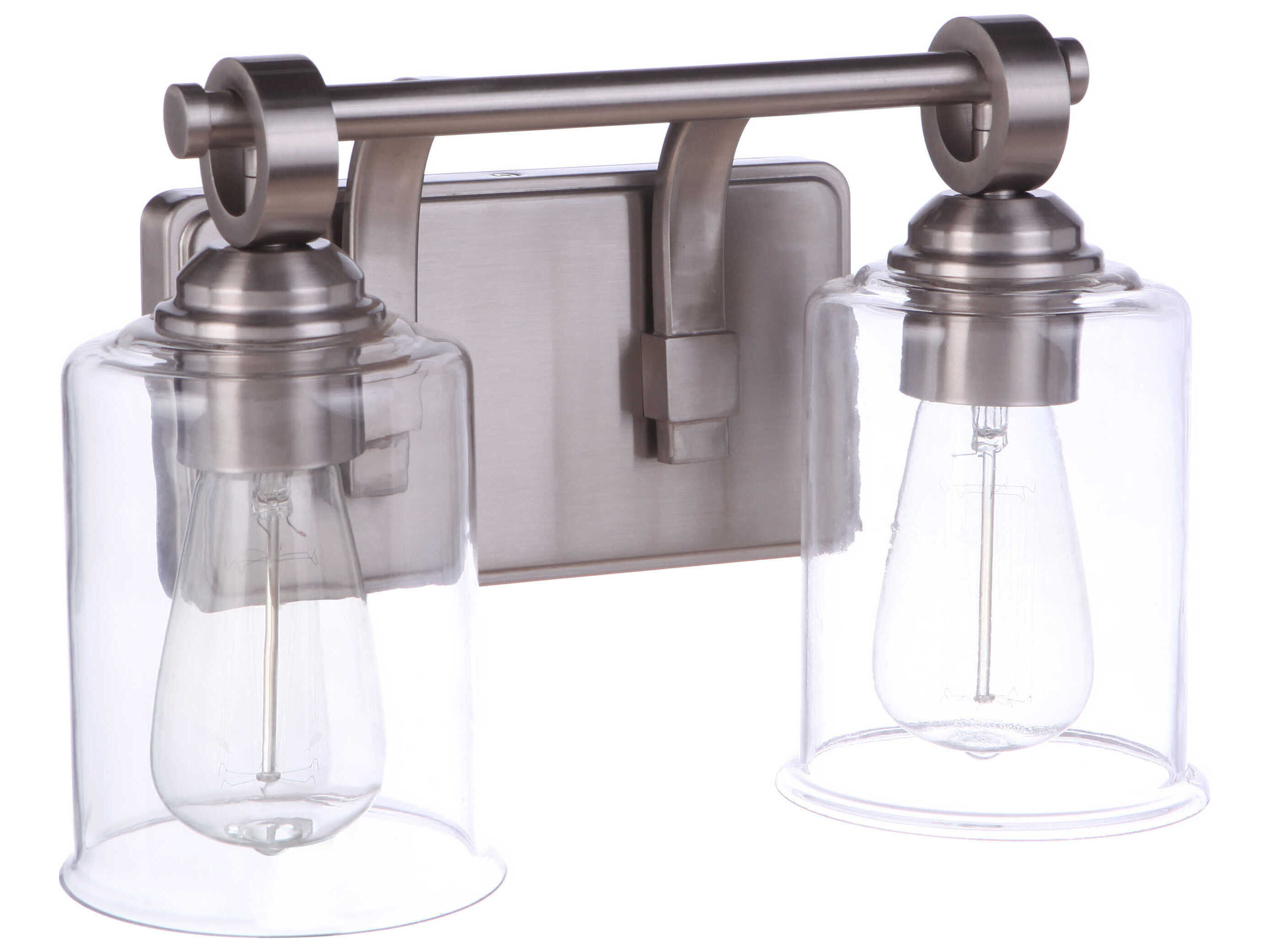 Craftmade Romero 2-Light Brushed Polished Nickel Glass Vanity Light