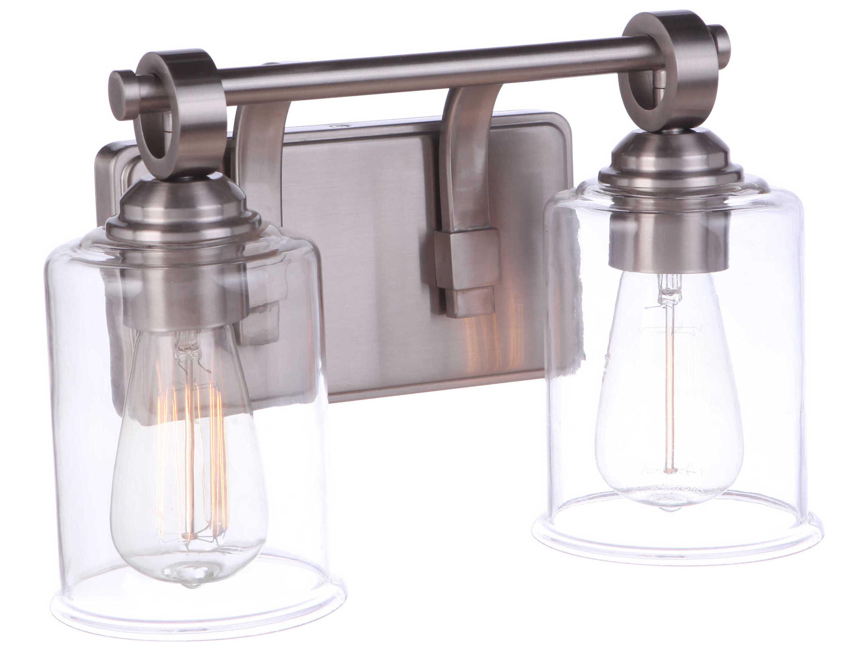 Craftmade Romero 2-Light Brushed Polished Nickel Glass Vanity Light