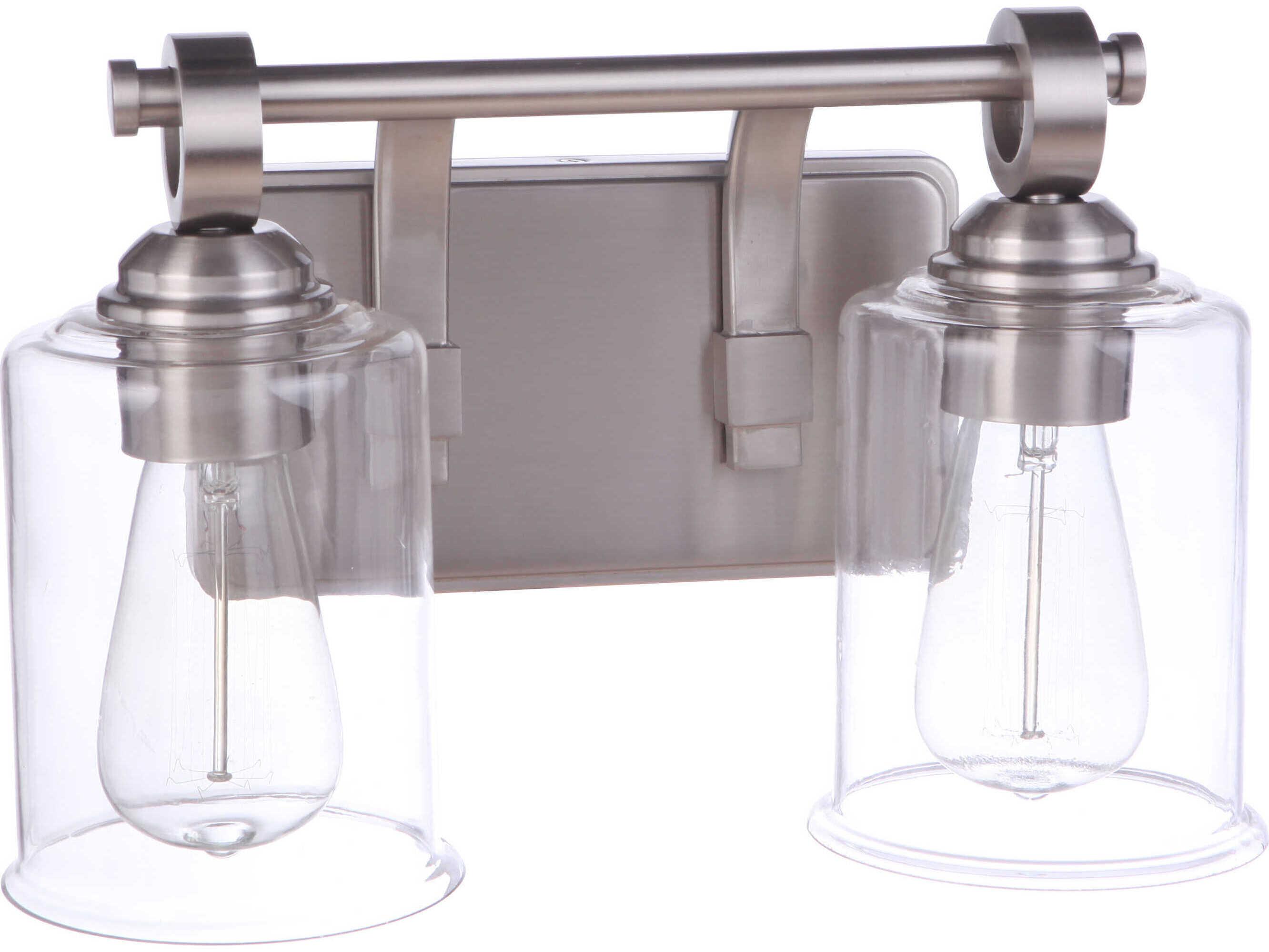 Craftmade Romero 2-Light Brushed Polished Nickel Glass Vanity Light