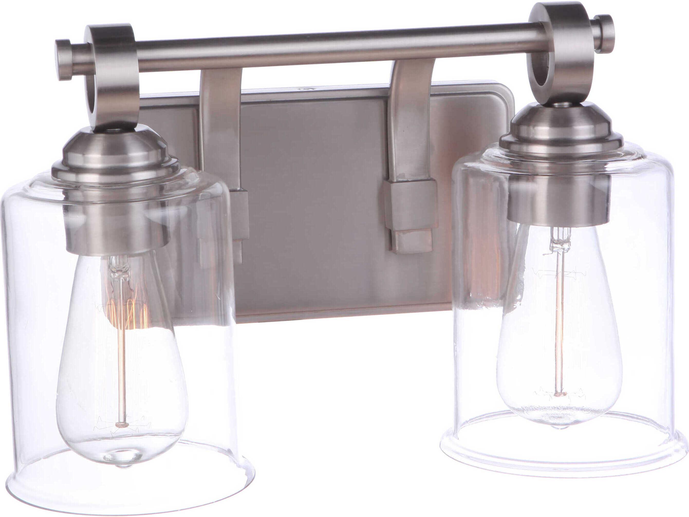 Craftmade Romero 2-Light Brushed Polished Nickel Glass Vanity Light