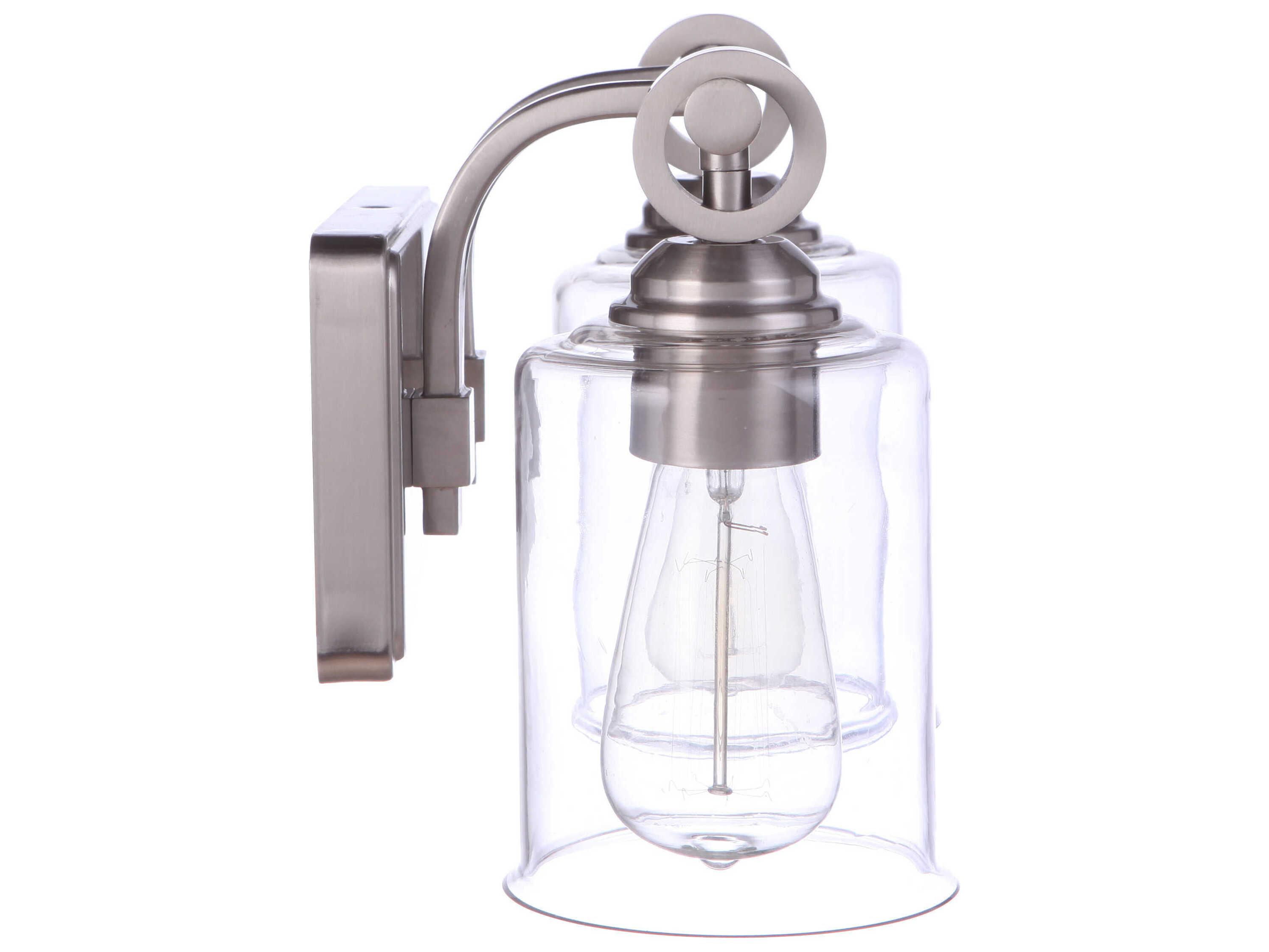 Craftmade Romero 2-Light Brushed Polished Nickel Glass Vanity Light