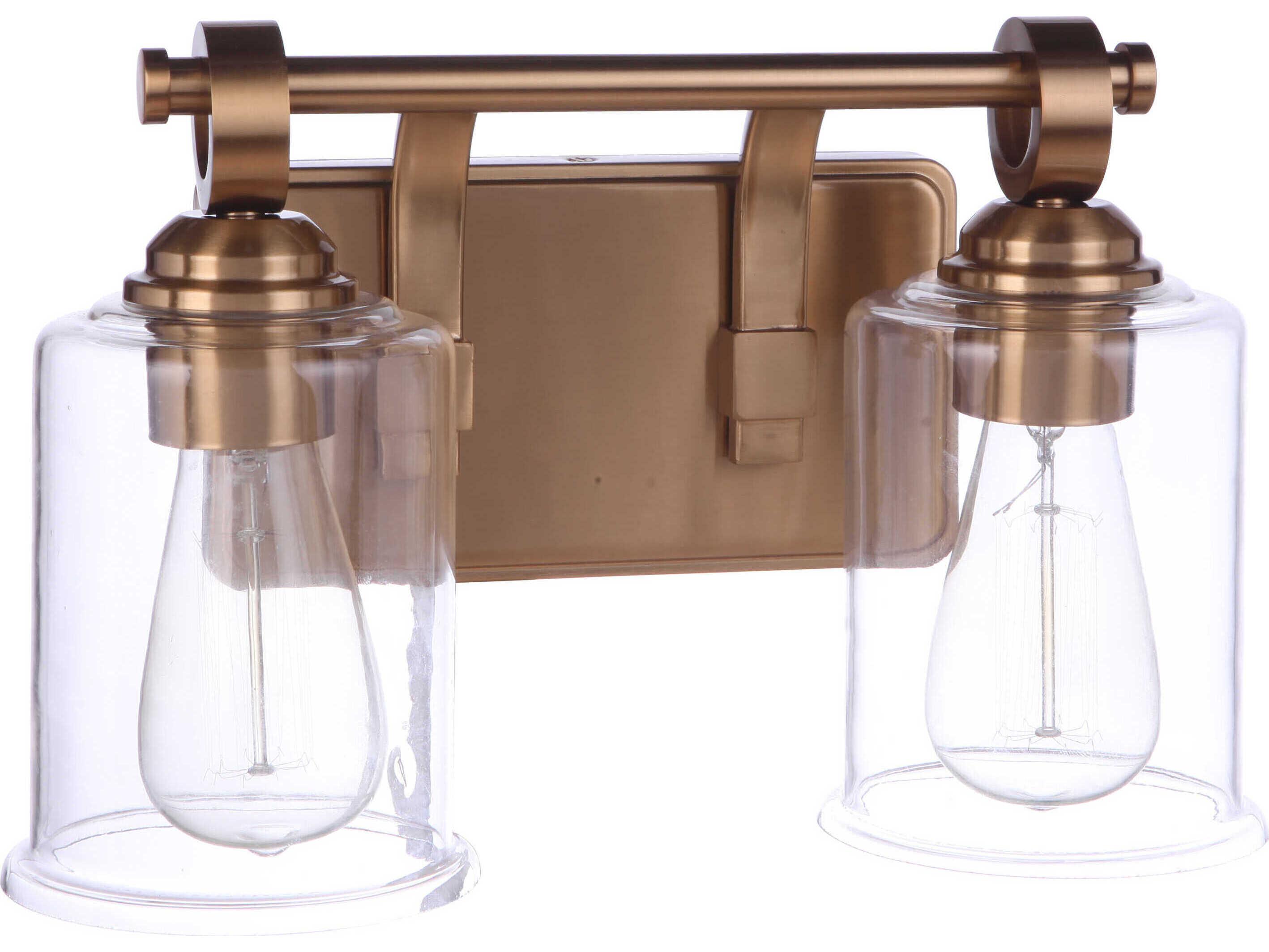 Craftmade Romero 2-Light Satin Brass Glass Vanity Light