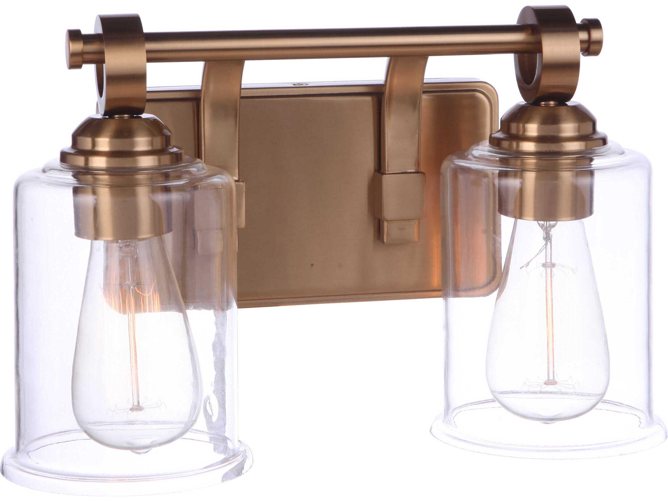 Craftmade Romero 2-Light Satin Brass Glass Vanity Light