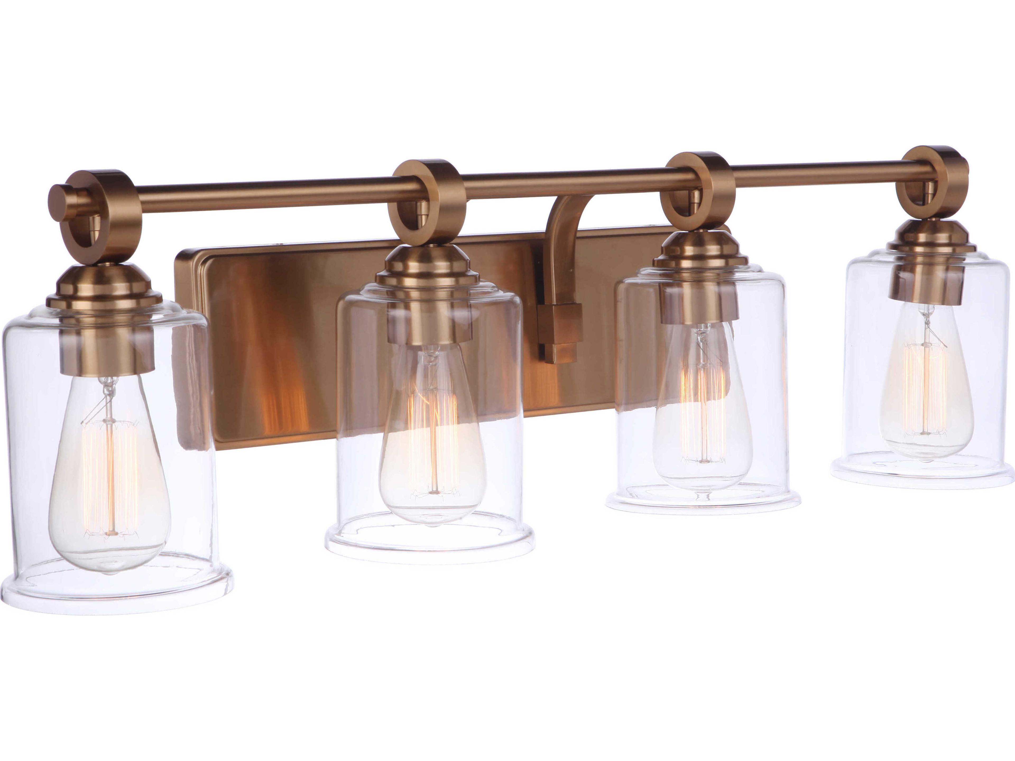 Craftmade Romero 4-Light Satin Brass Glass Vanity Light