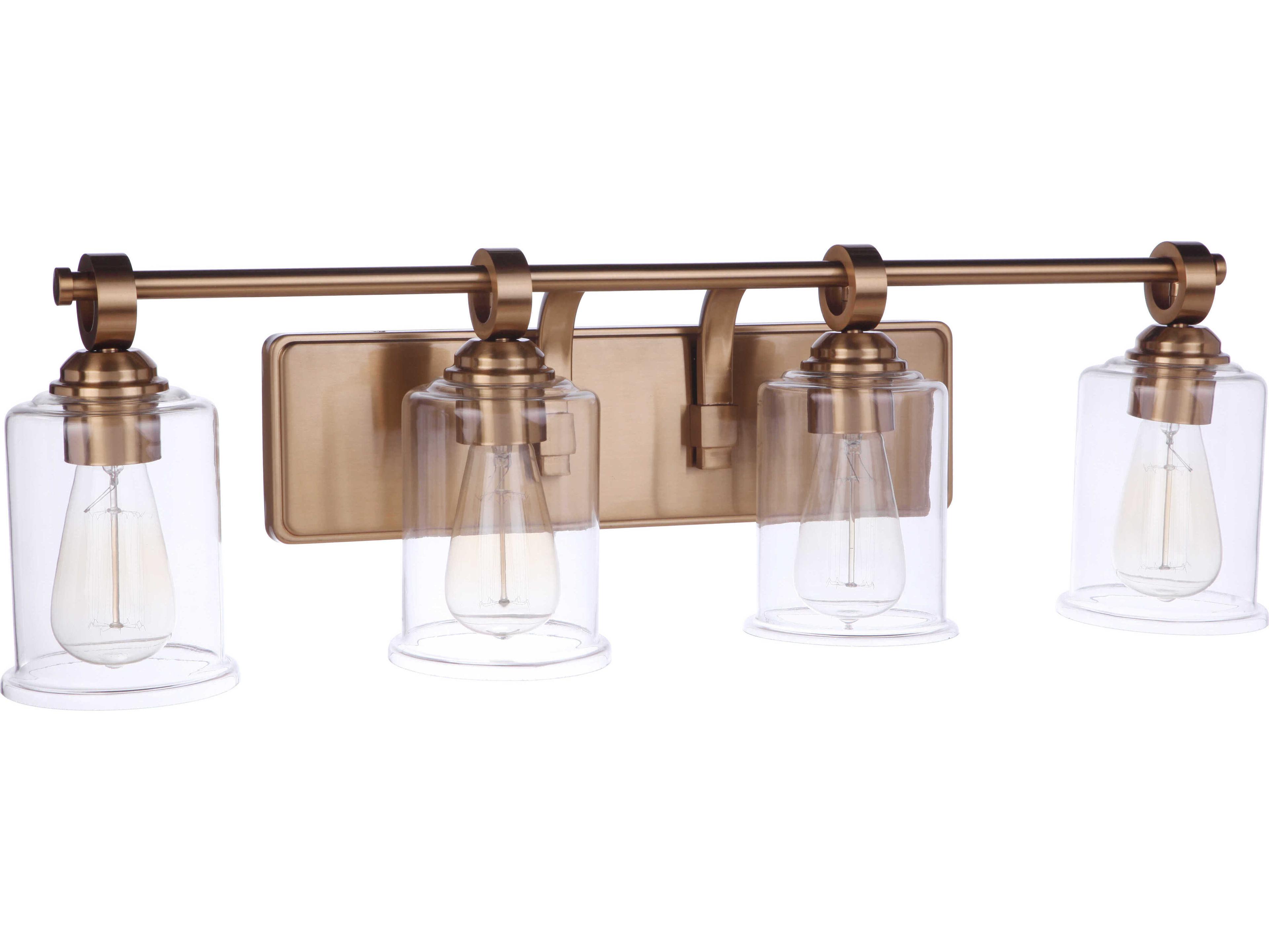 Craftmade Romero 4-Light Satin Brass Glass Vanity Light