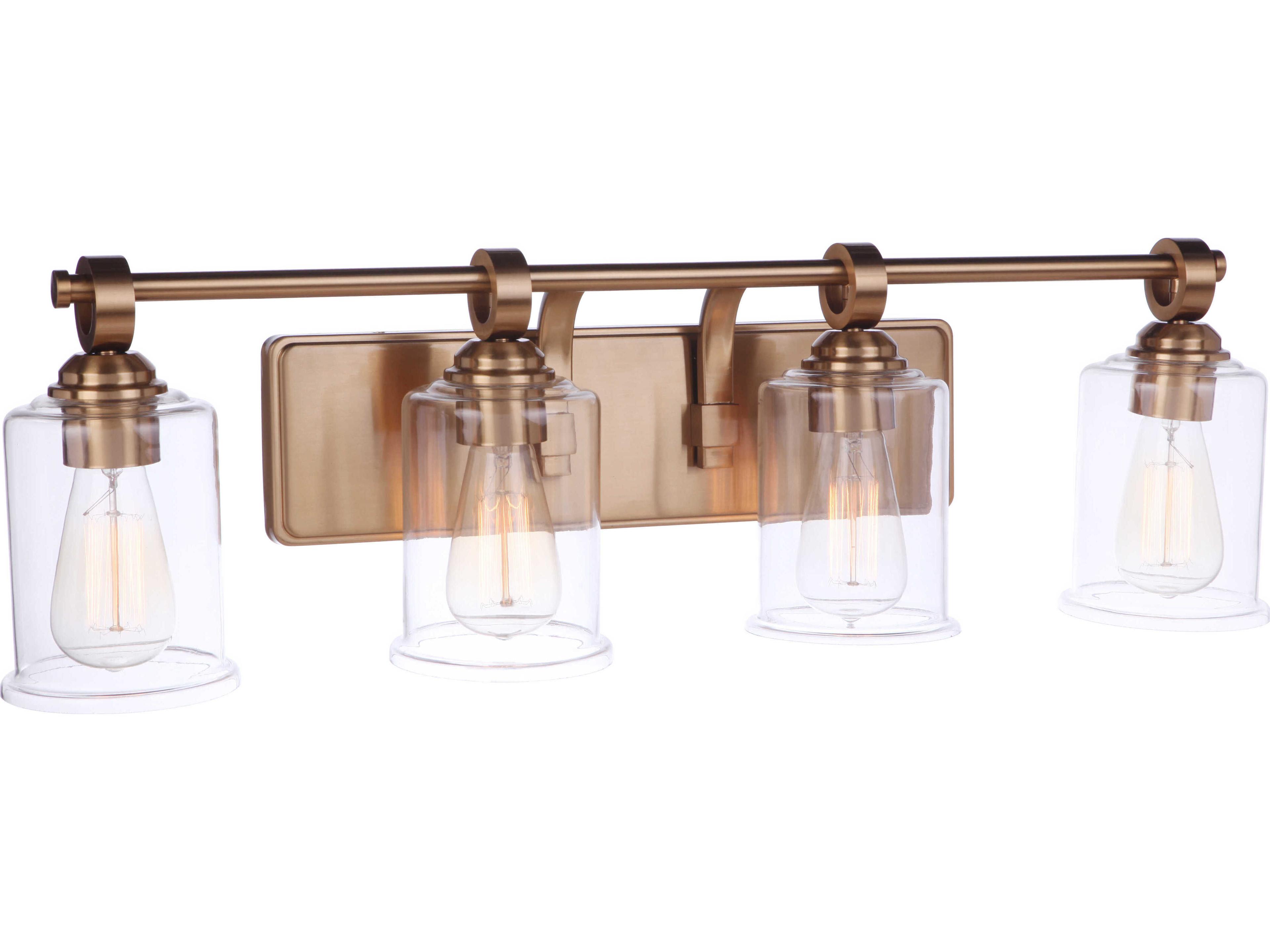 Craftmade Romero 4-Light Satin Brass Glass Vanity Light