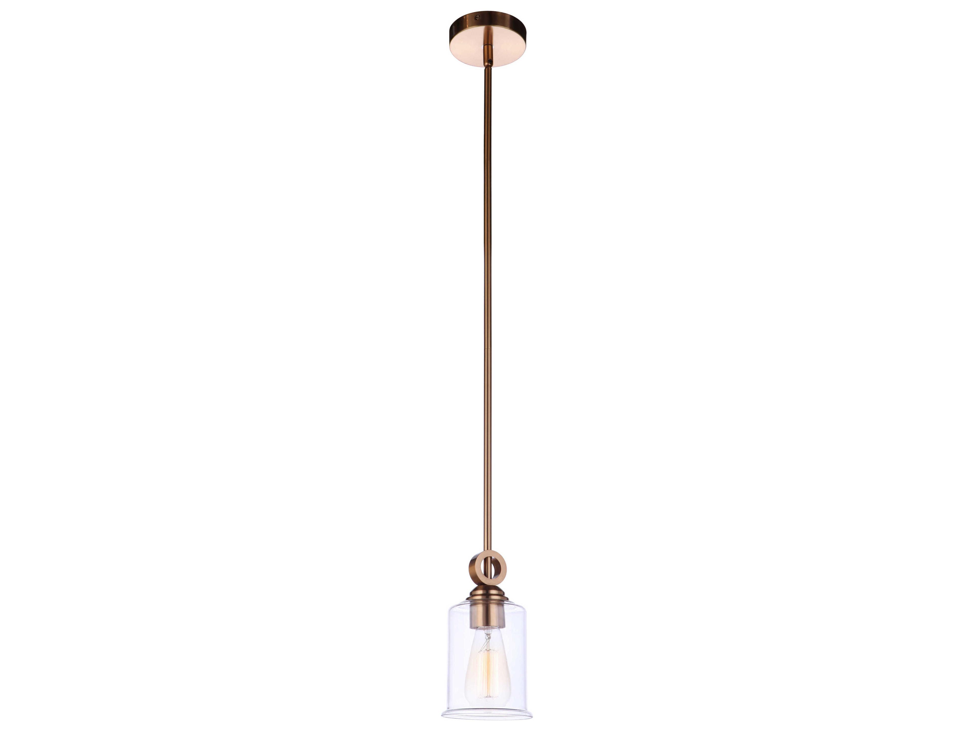 Craftmade Romero 1-Light Satin Brass Glass Cylinder Mini Pendant