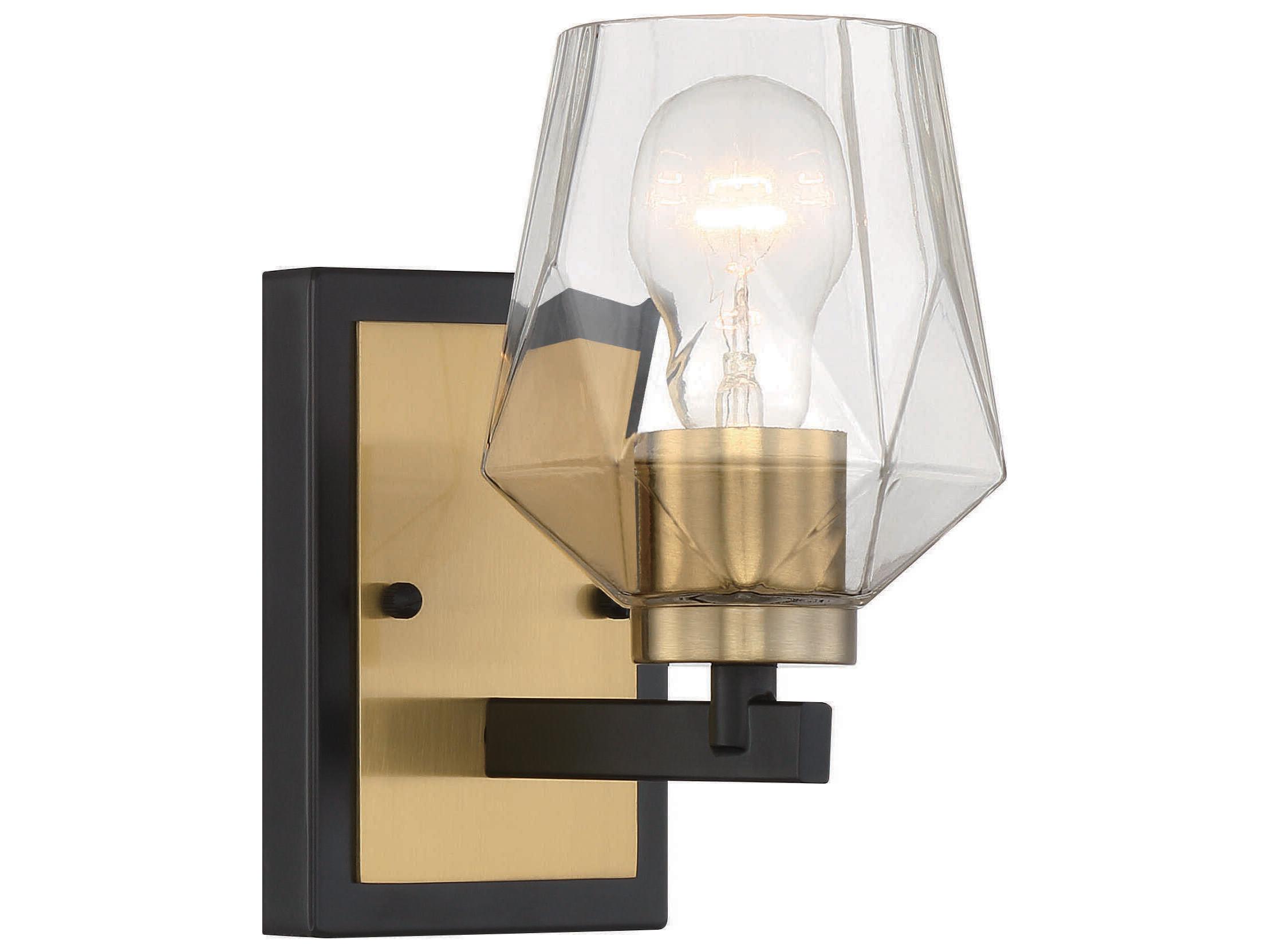Craftmade Avante Grand 1-Light Flat Black Satin Brass Glass Wall Sconce