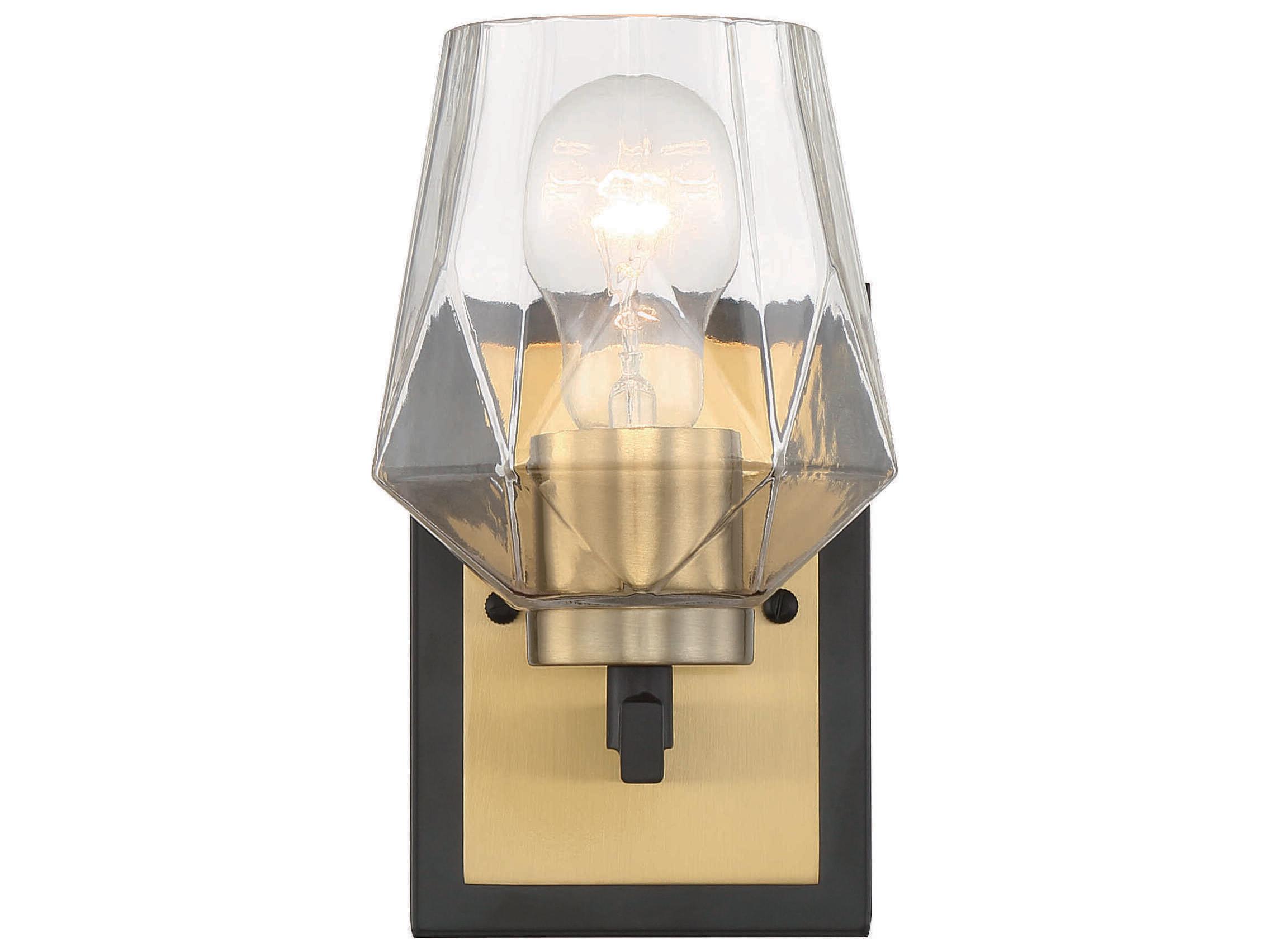 Craftmade Avante Grand 1-Light Flat Black Satin Brass Glass Wall Sconce