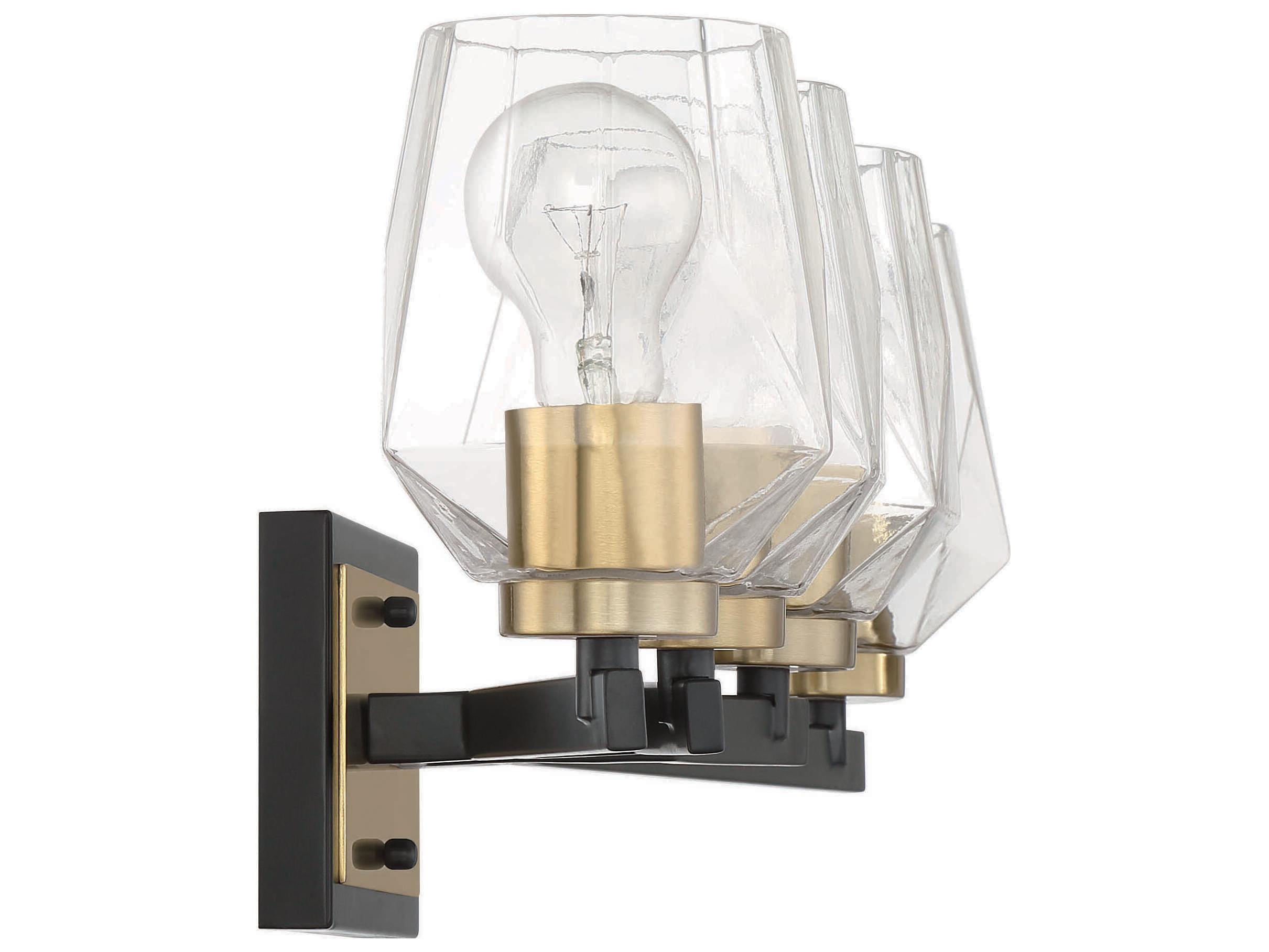 Craftmade Avante Grand 4-Light Flat Black Satin Brass Glass Vanity Light