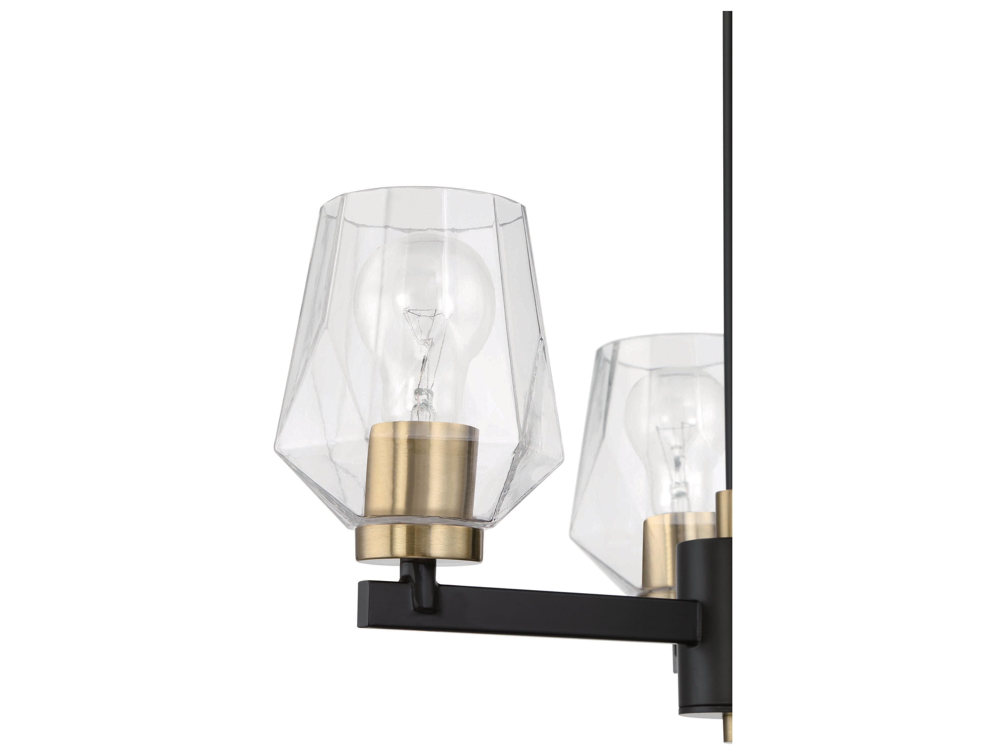 Craftmade Avante Grand 3-Light Flat Black Satin Brass Glass Chandelier
