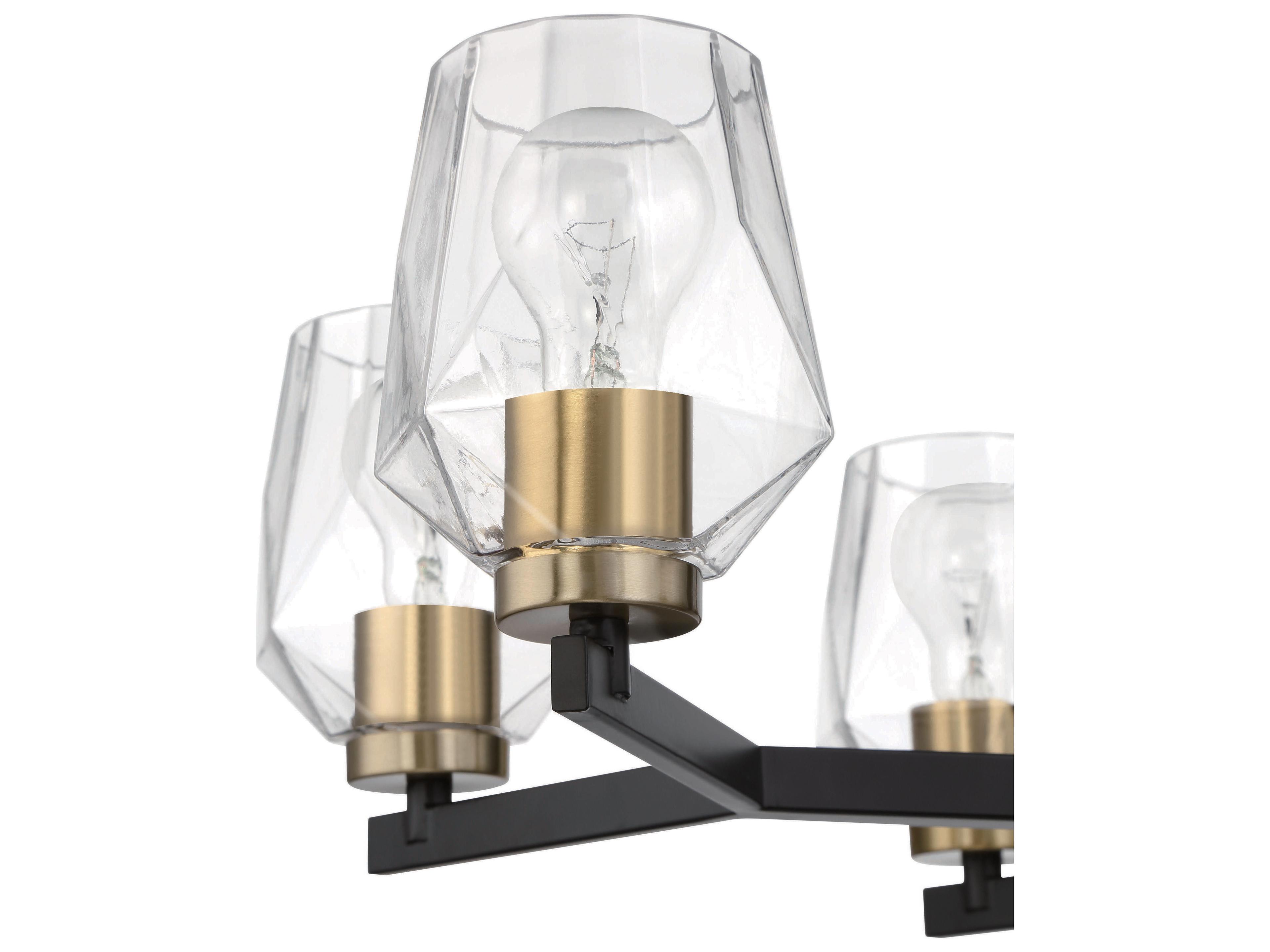 Craftmade Avante Grand 6-Light Flat Black Satin Brass Glass Chandelier