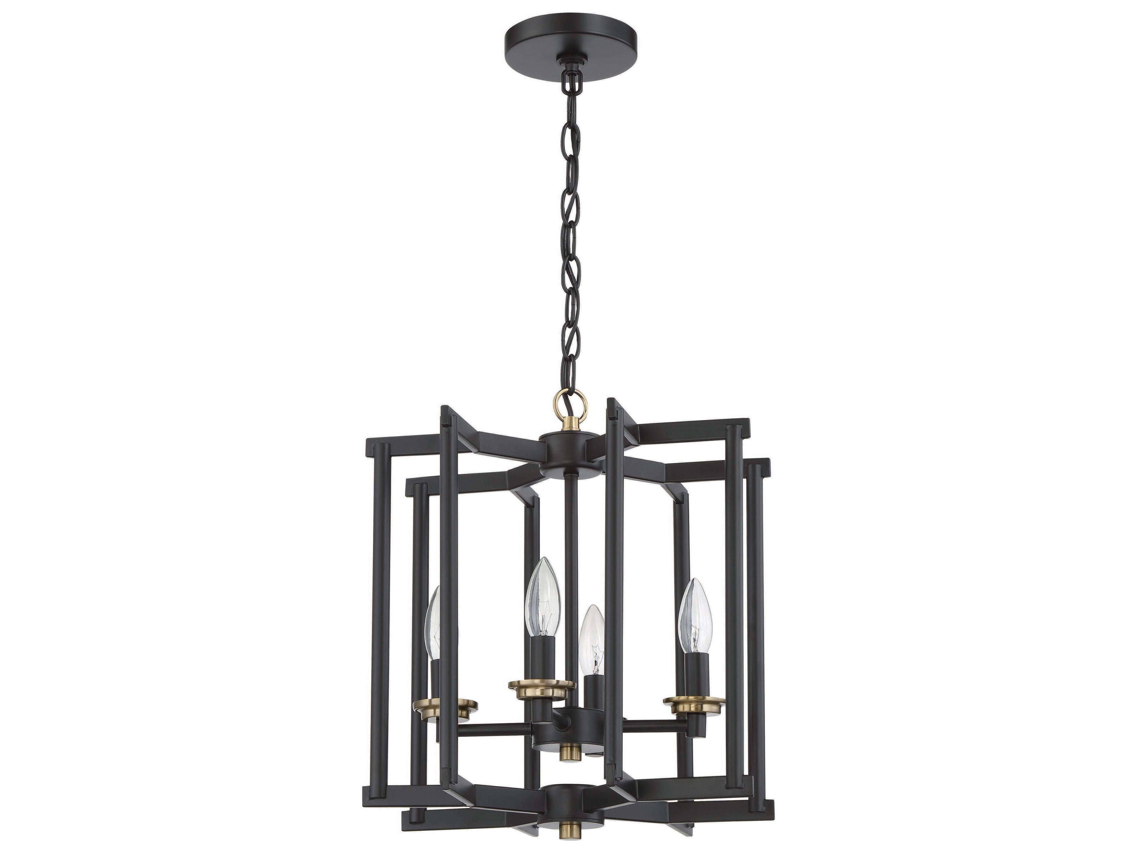 Craftmade Avante Grand 4-Light Flat Black Satin Brass Glass Pendant