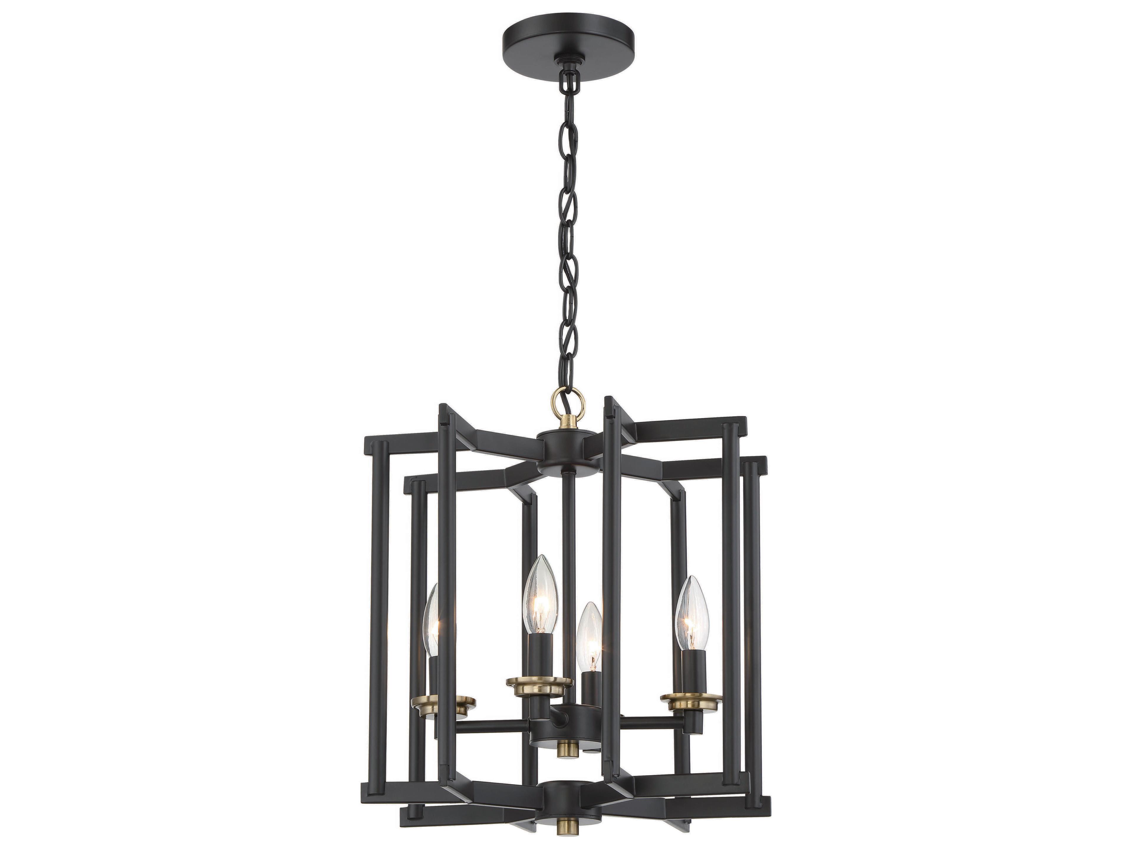 Craftmade Avante Grand 4-Light Flat Black Satin Brass Glass Pendant