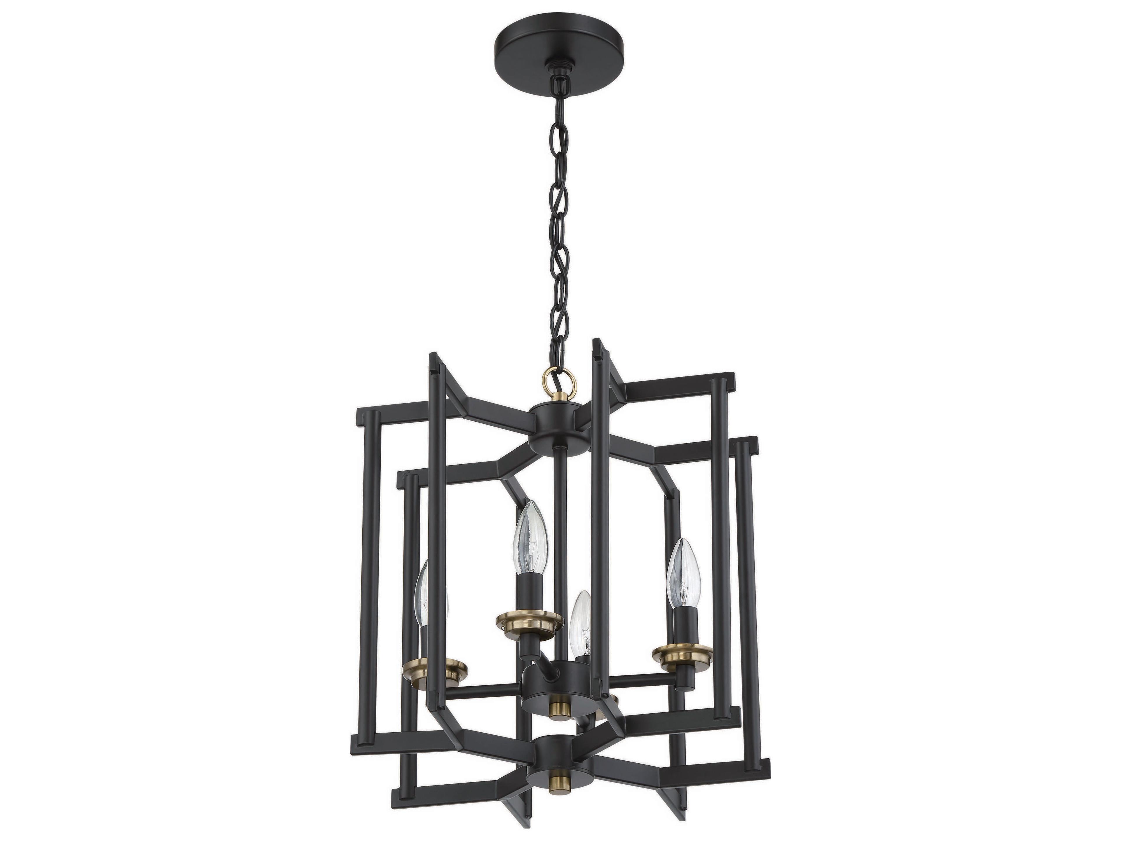 Craftmade Avante Grand 4-Light Flat Black Satin Brass Glass Pendant