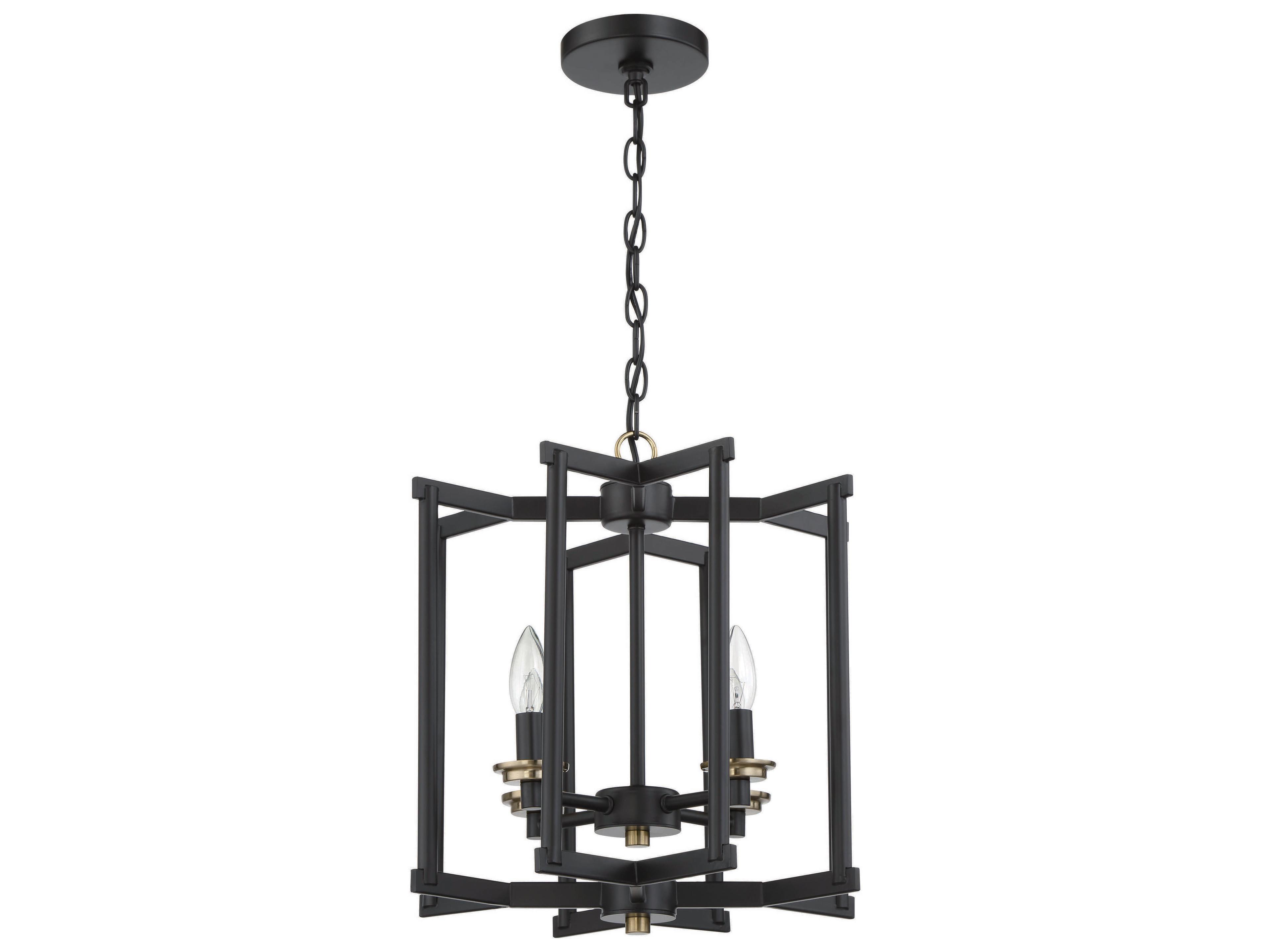 Craftmade Avante Grand 4-Light Flat Black Satin Brass Glass Pendant