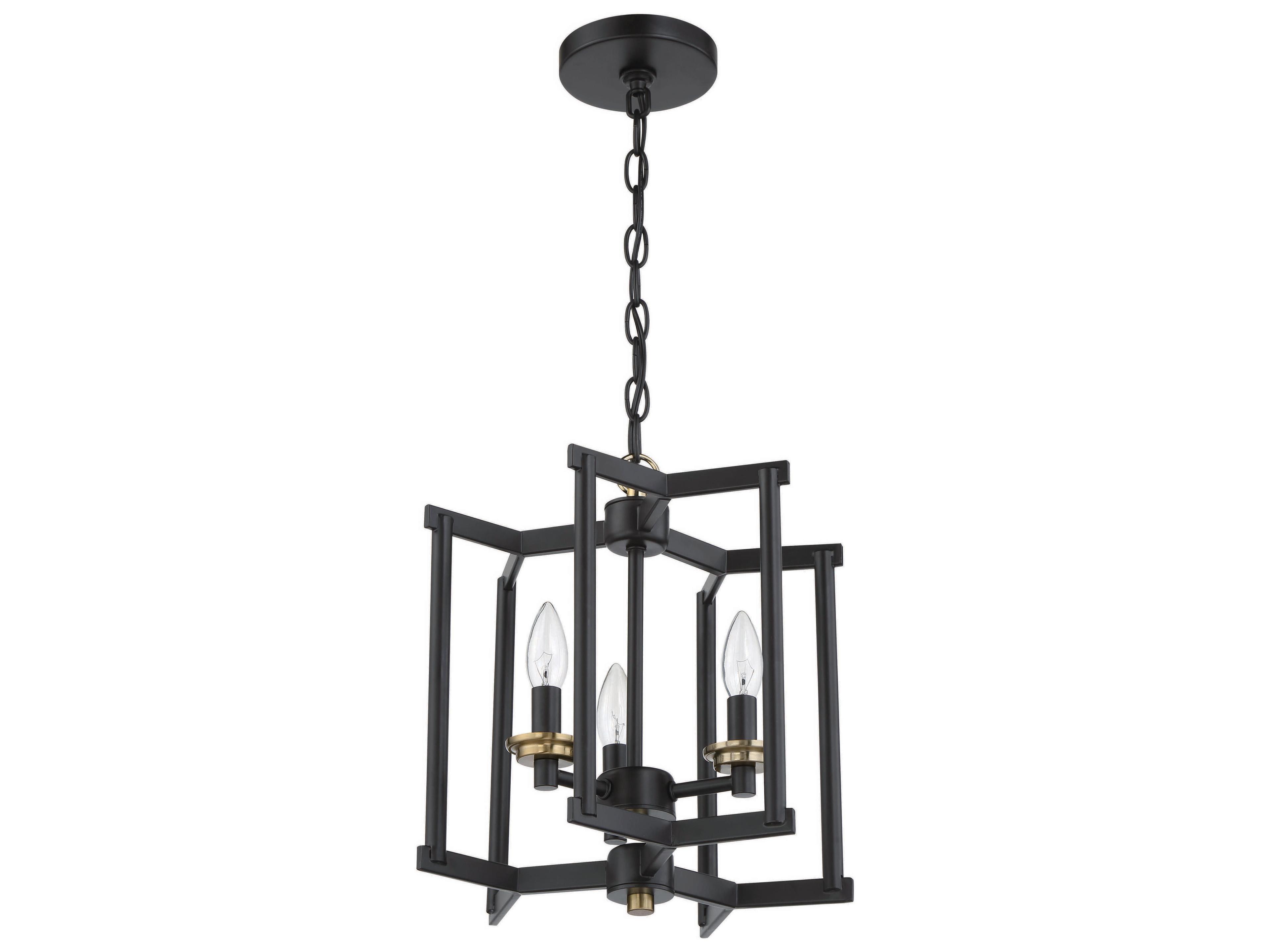 Craftmade Avante Grand 3-Light Flat Black Satin Brass Clear Glass Mini Pendant