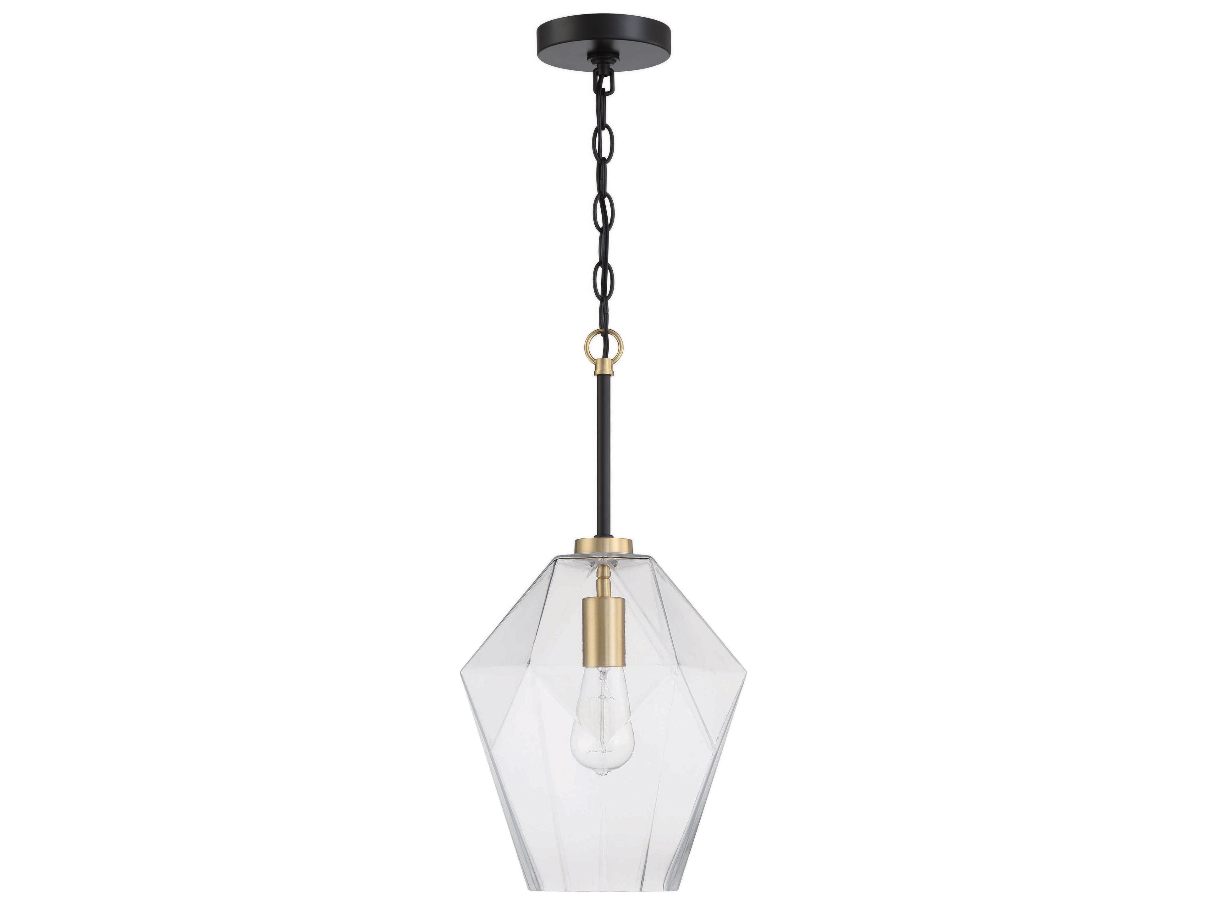 Craftmade Avante Grand 1-Light Flat Black Satin Brass Mini Pendant