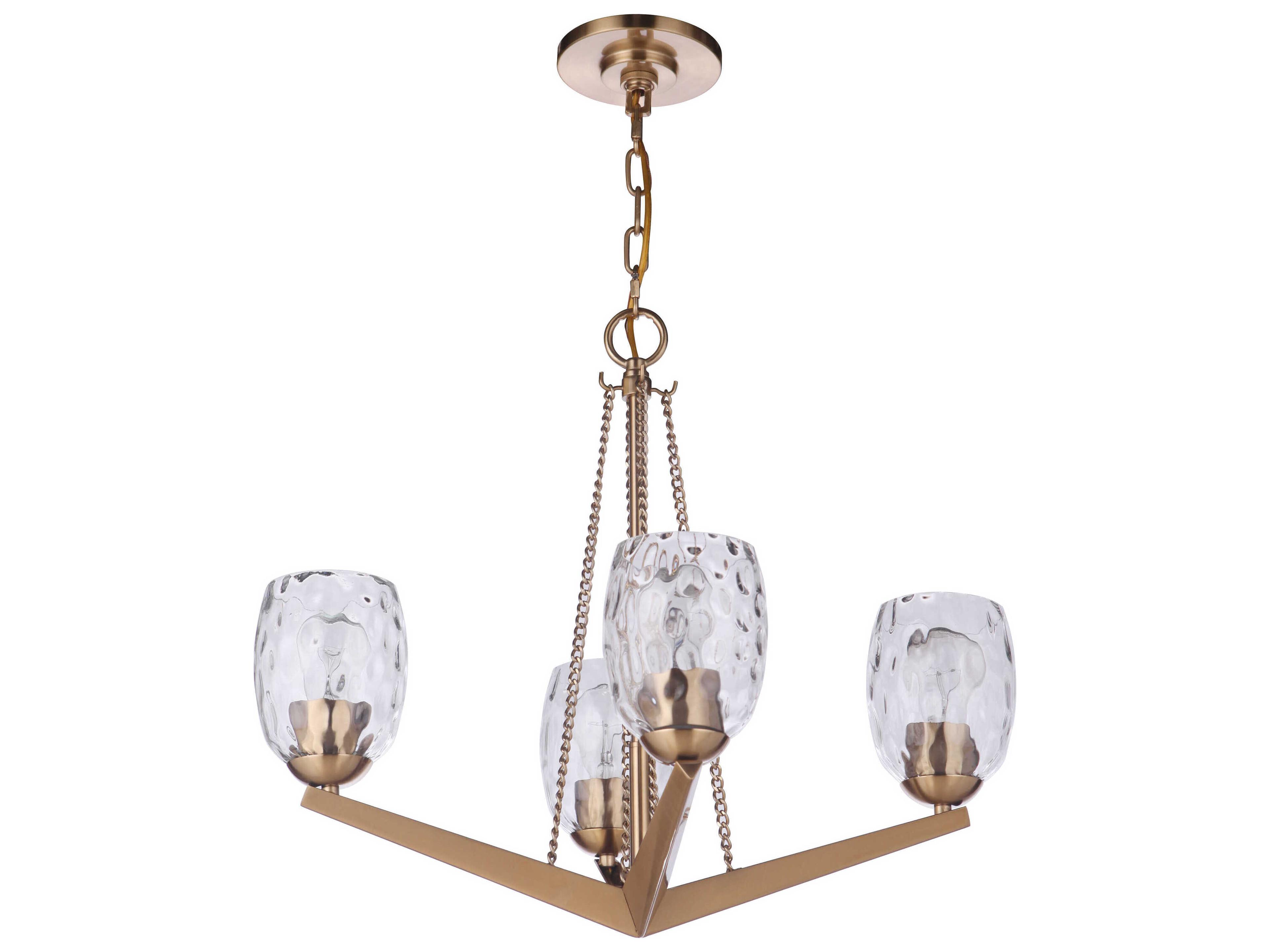 Craftmade Guiding Star 4-Light Satin Brass Glass Chandelier