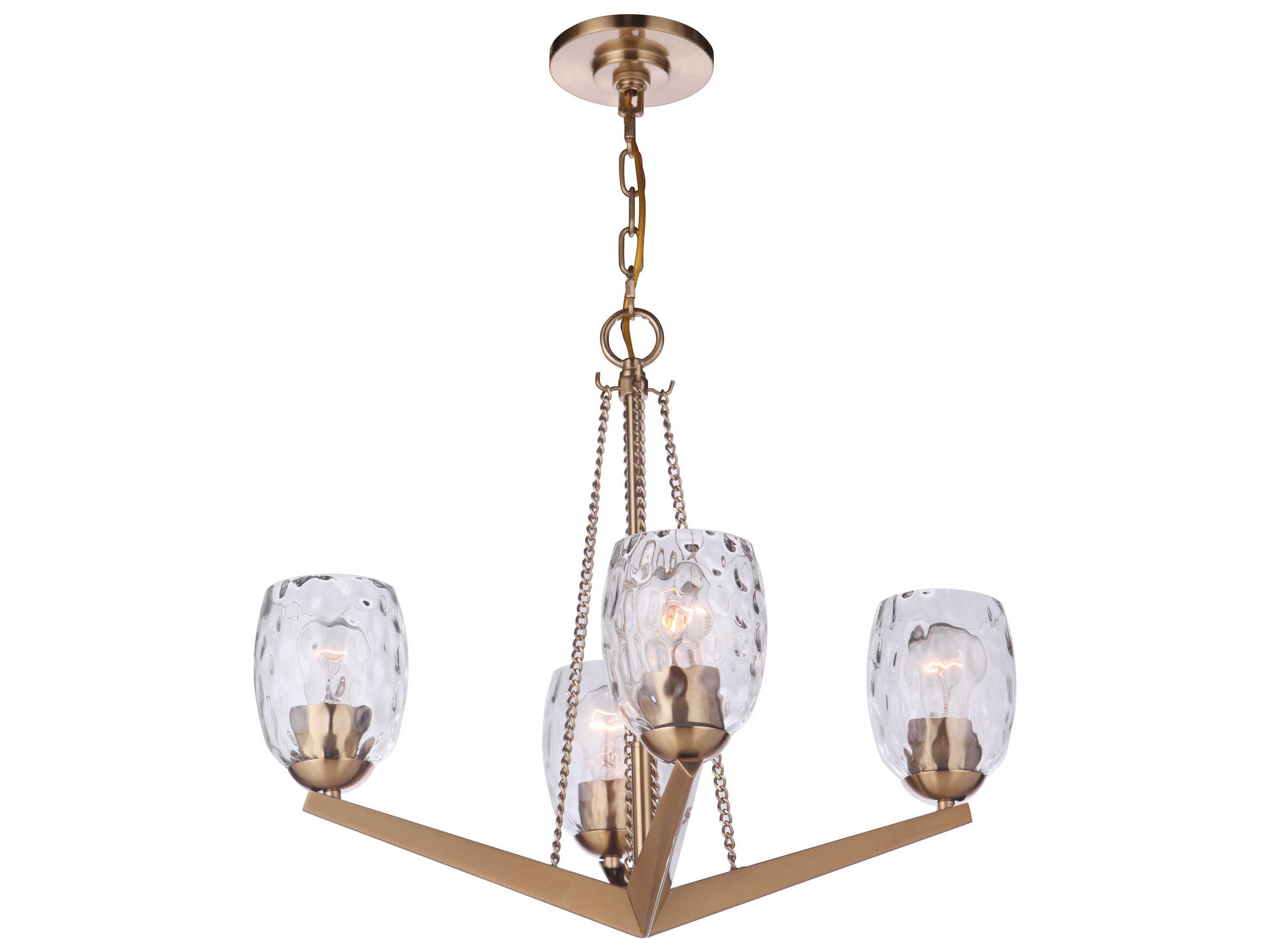 Craftmade Guiding Star 4-Light Satin Brass Glass Chandelier