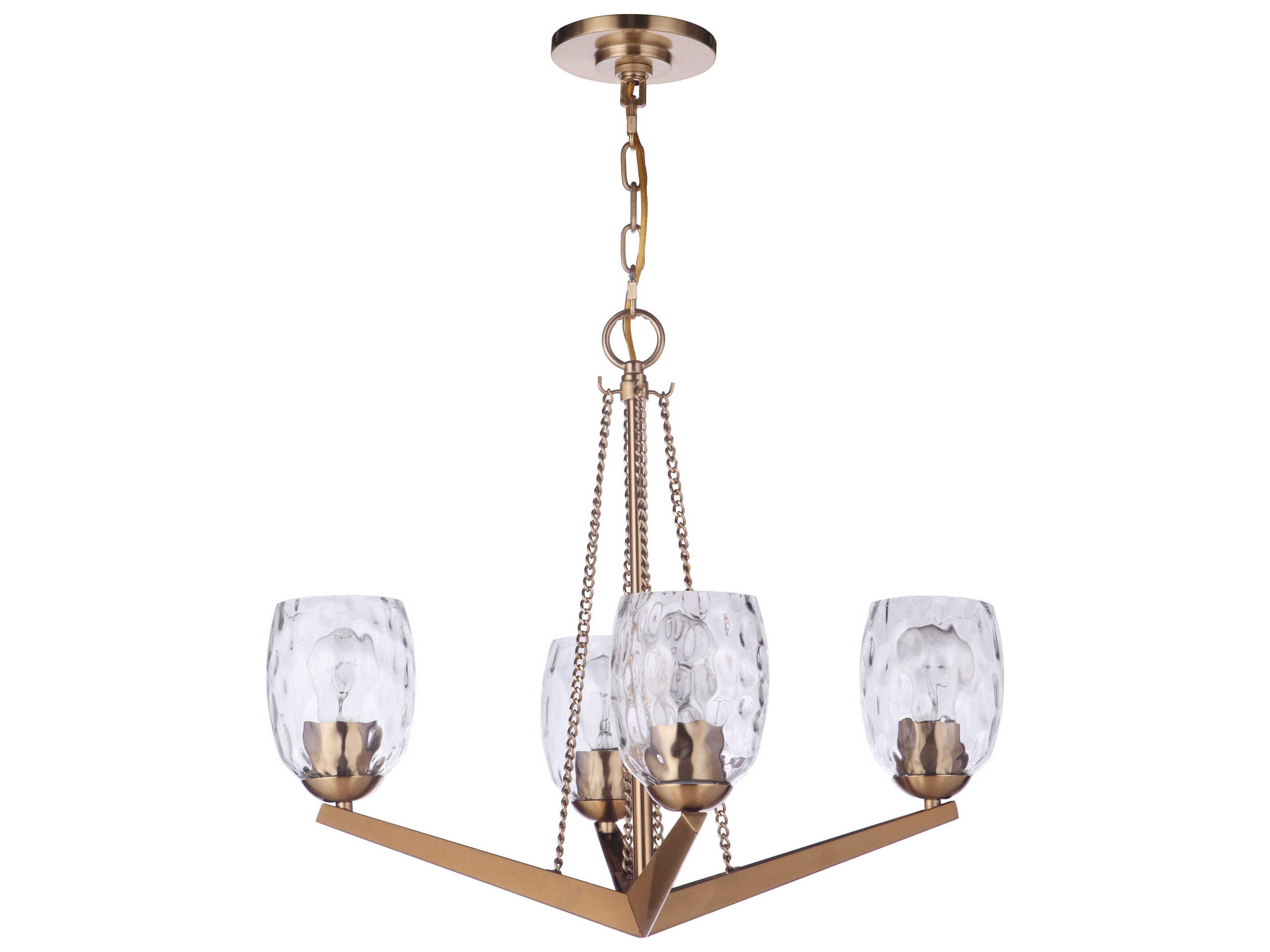 Craftmade Guiding Star 4-Light Satin Brass Glass Chandelier