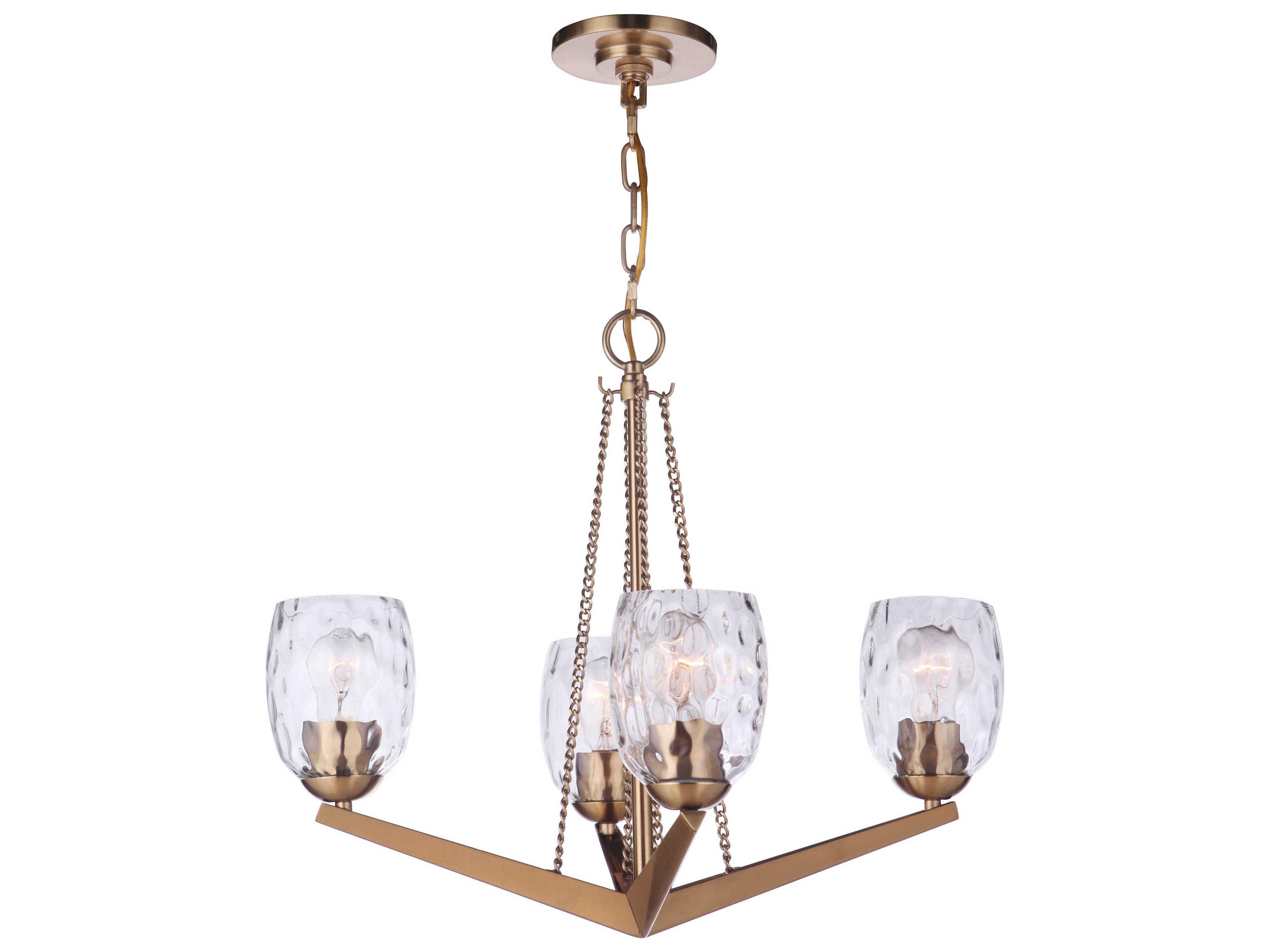 Craftmade Guiding Star 4-Light Satin Brass Glass Chandelier