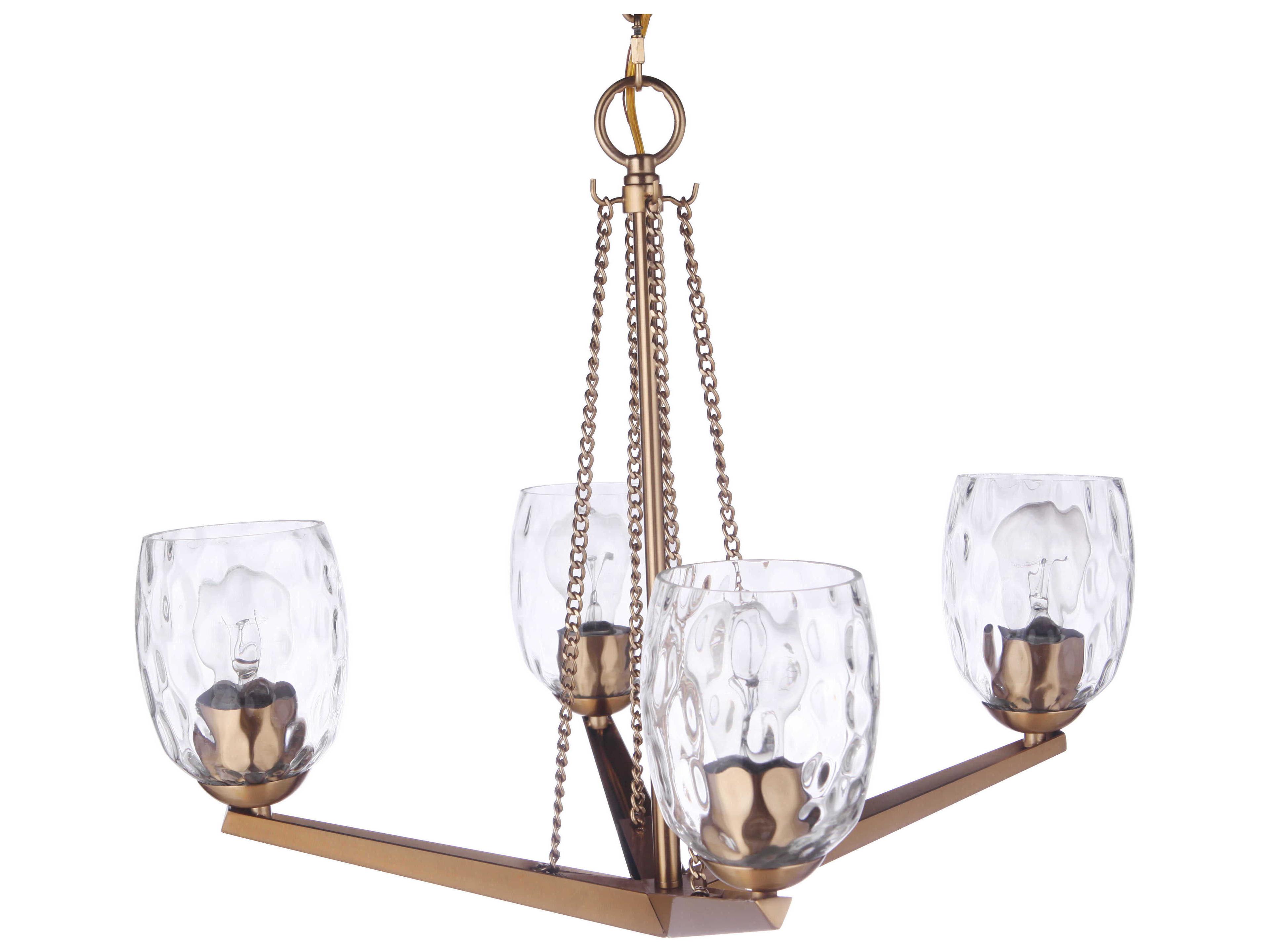 Craftmade Guiding Star 4-Light Satin Brass Glass Chandelier