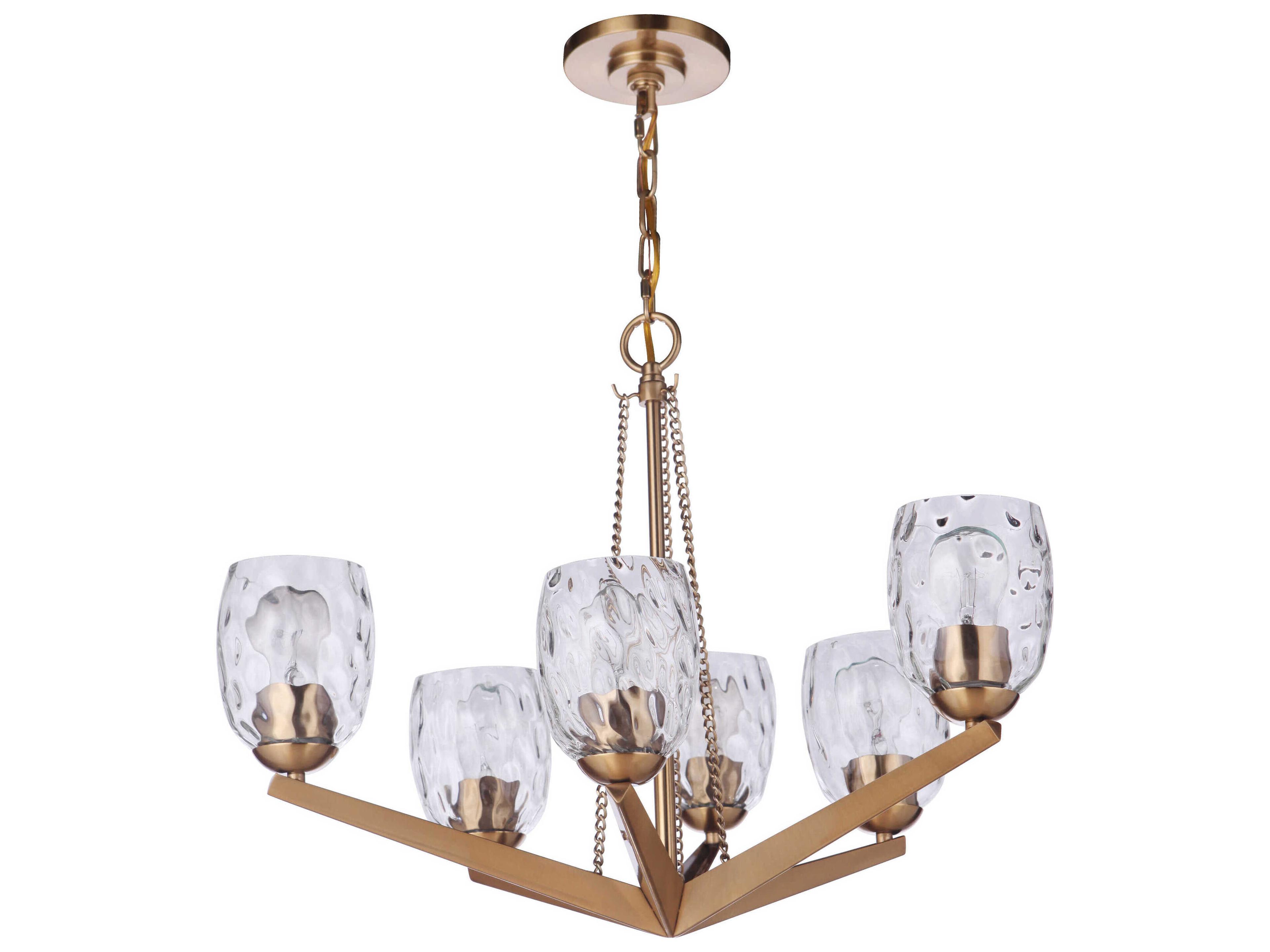 Craftmade Guiding Star 6-Light Satin Brass Glass Chandelier