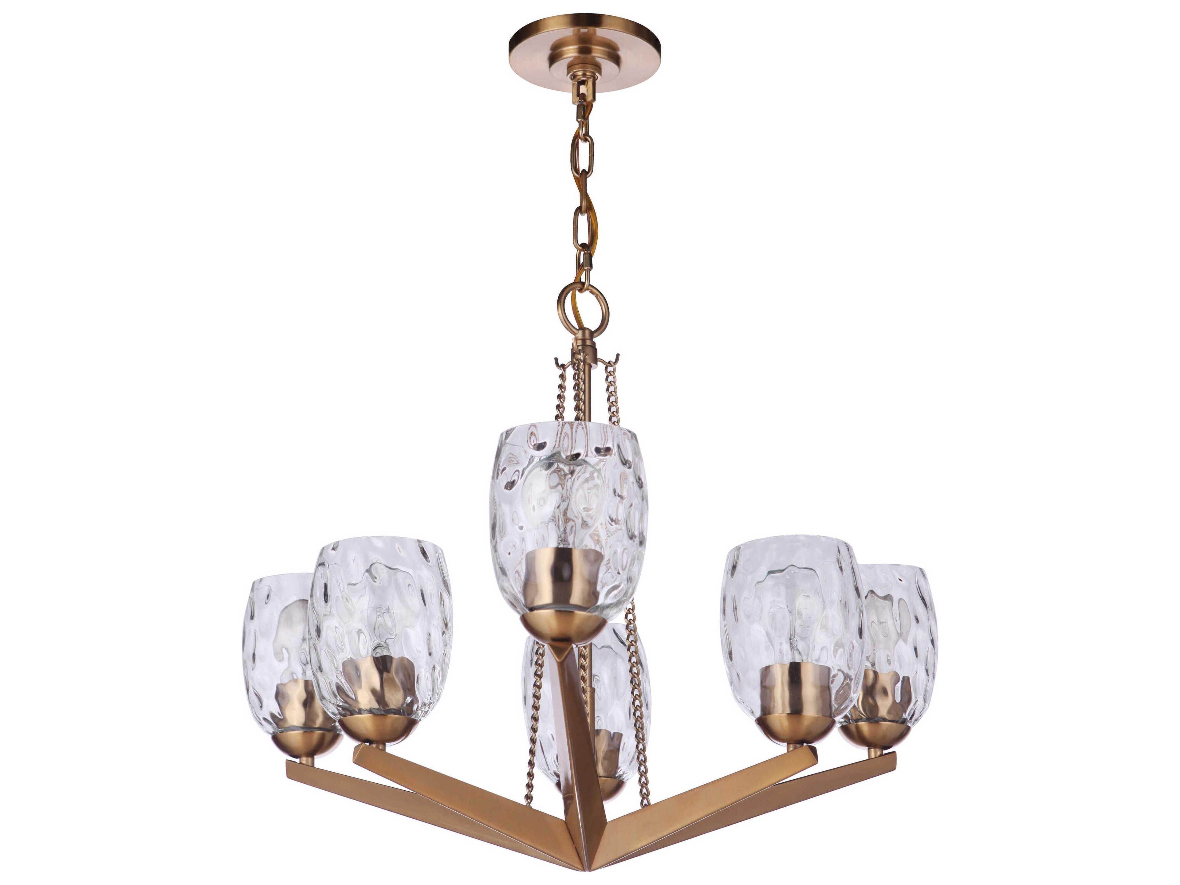 Craftmade Guiding Star 6-Light Satin Brass Glass Chandelier