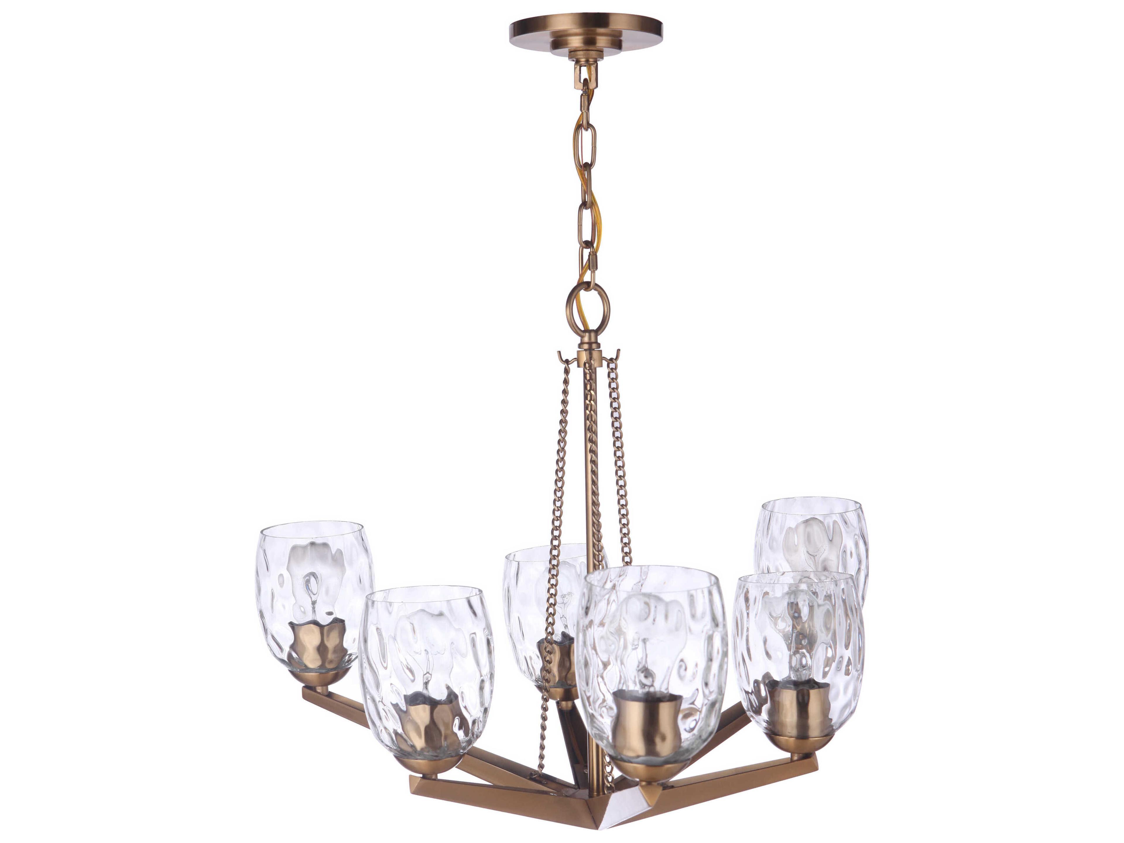 Craftmade Guiding Star 6-Light Satin Brass Glass Chandelier