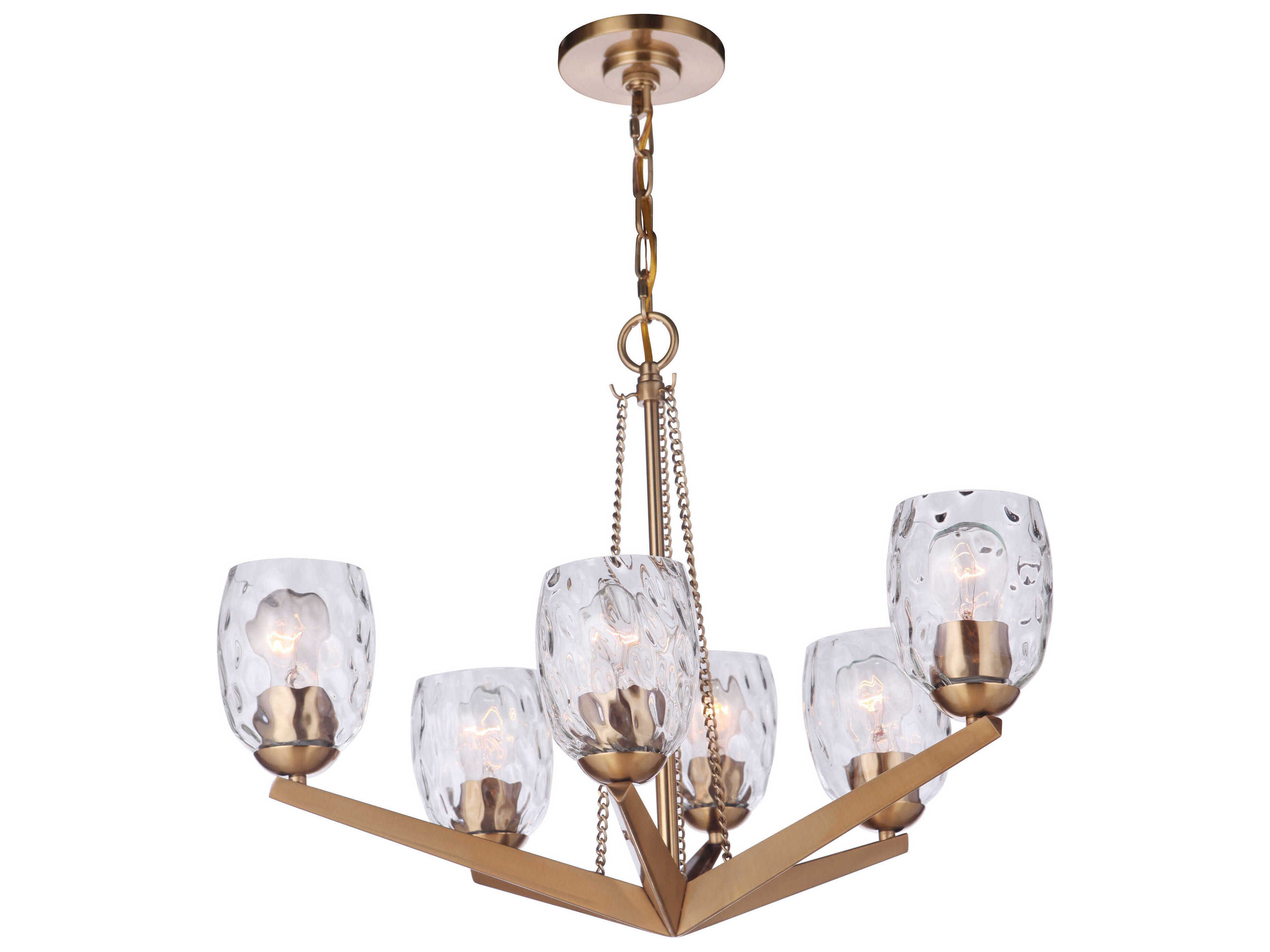 Craftmade Guiding Star 6-Light Satin Brass Glass Chandelier