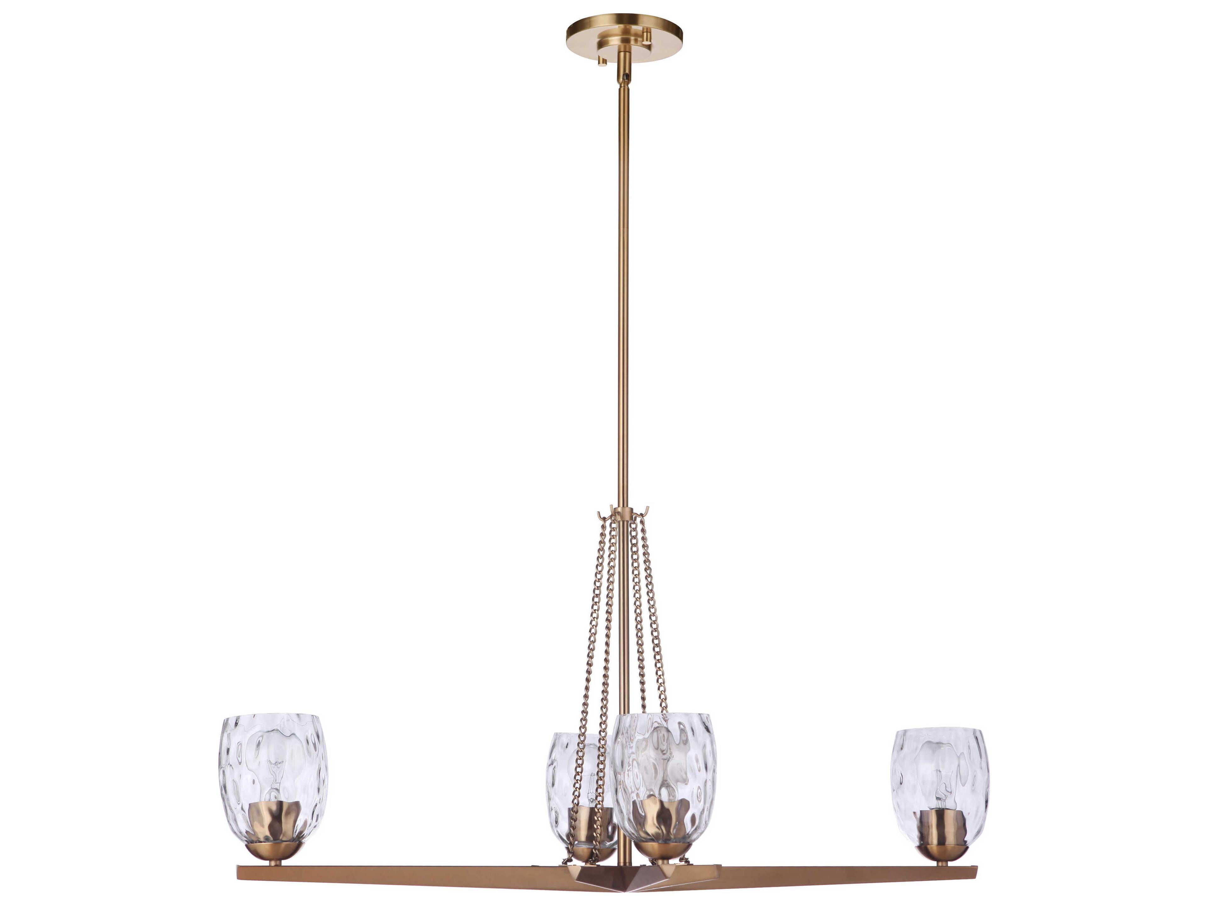 Craftmade Guiding Star 4-Light Satin Brass Glass Linear Island Pendant