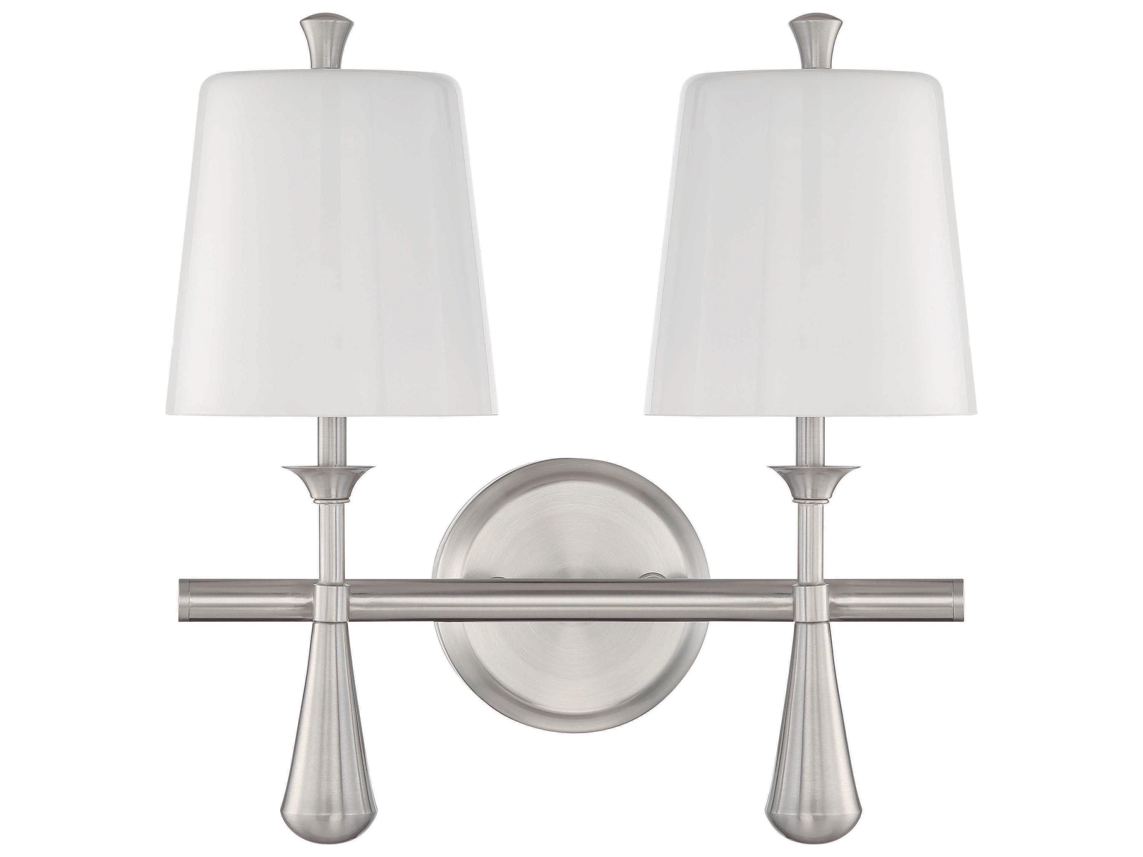 Craftmade Palmer 2-Light Brushed Polished Nickel Glass Vanity Light