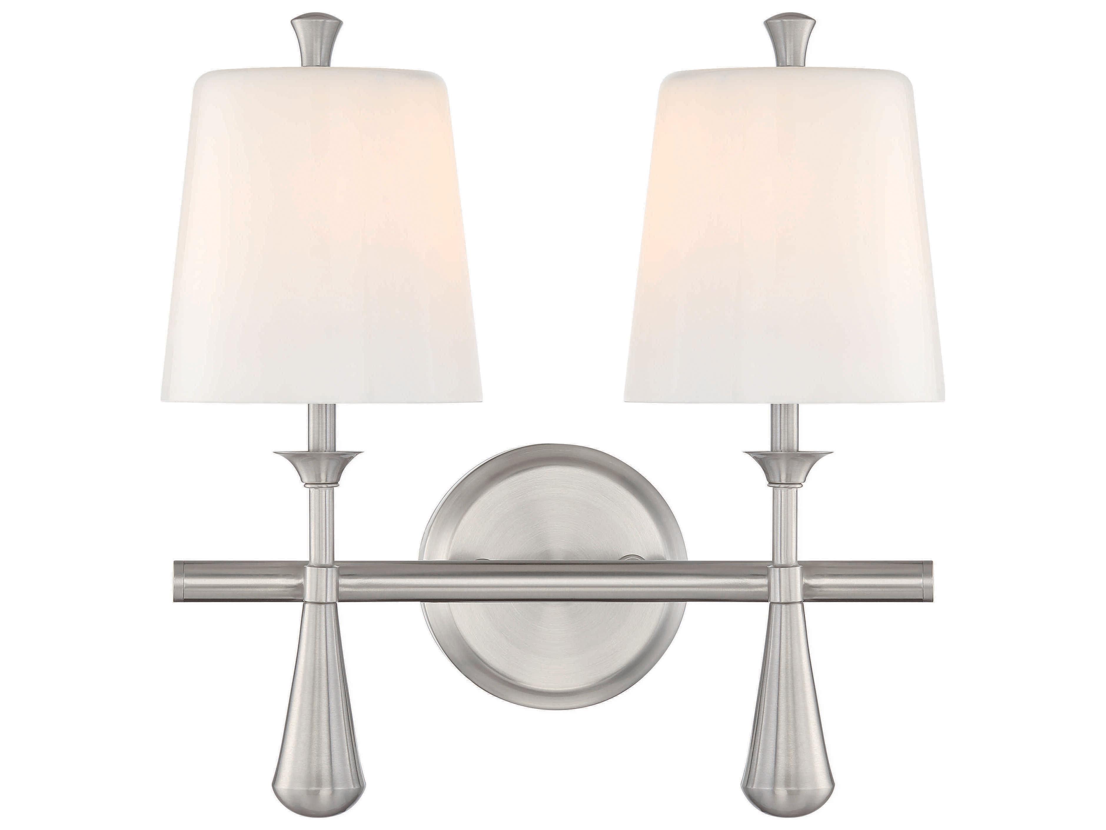 Craftmade Palmer 2-Light Brushed Polished Nickel Glass Vanity Light
