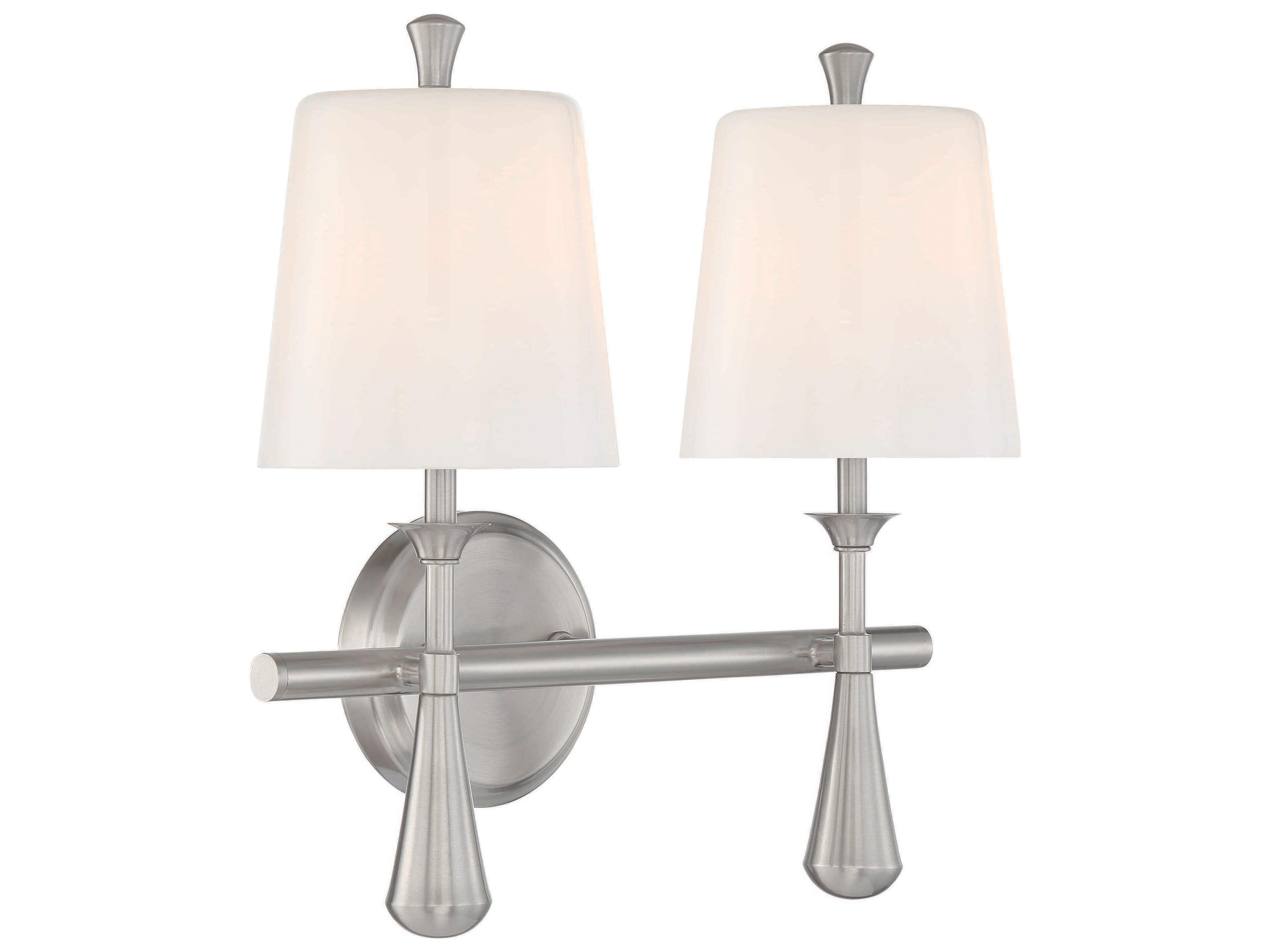 Craftmade Palmer 2-Light Brushed Polished Nickel Glass Vanity Light