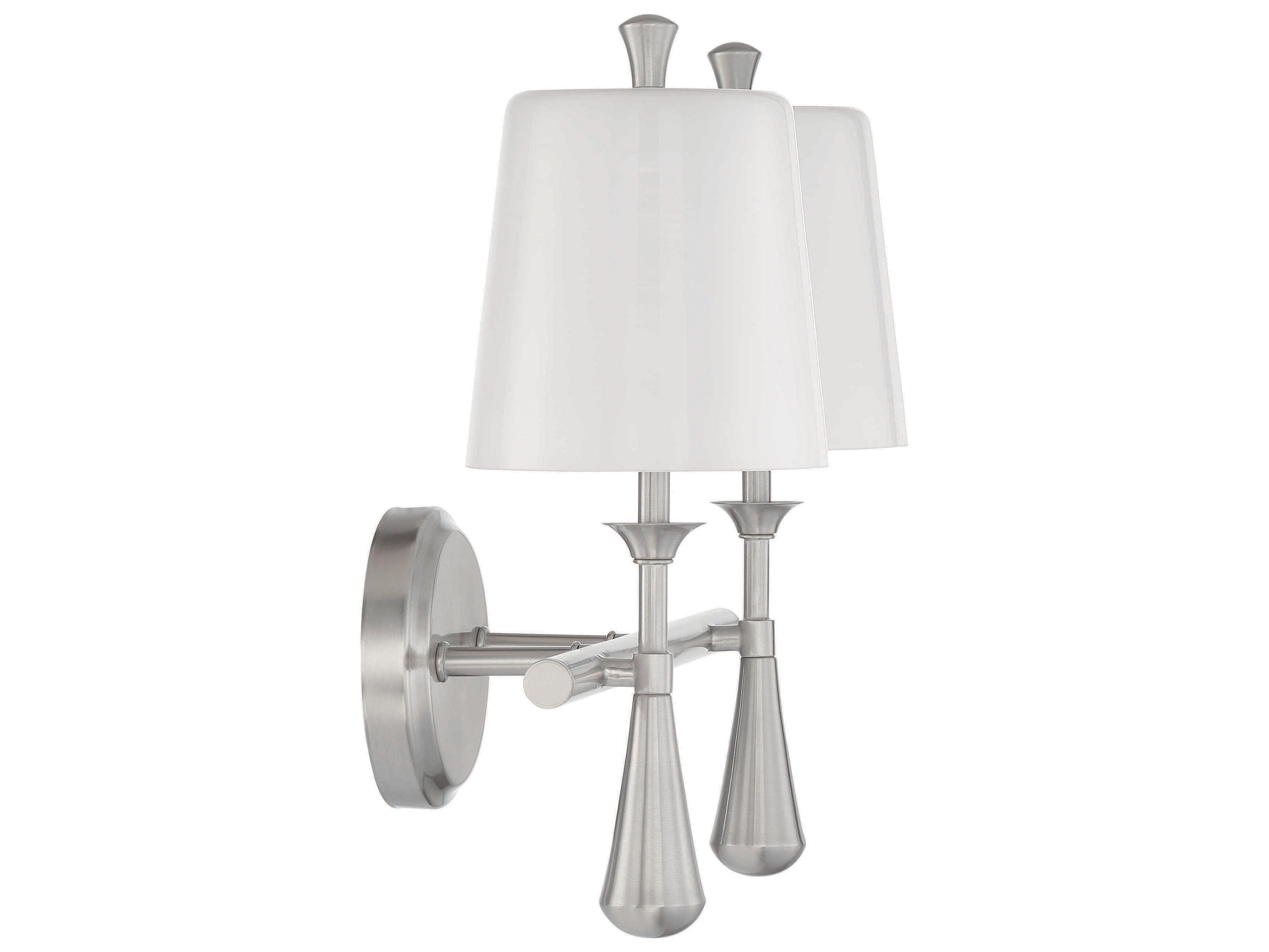 Craftmade Palmer 2-Light Brushed Polished Nickel Glass Vanity Light