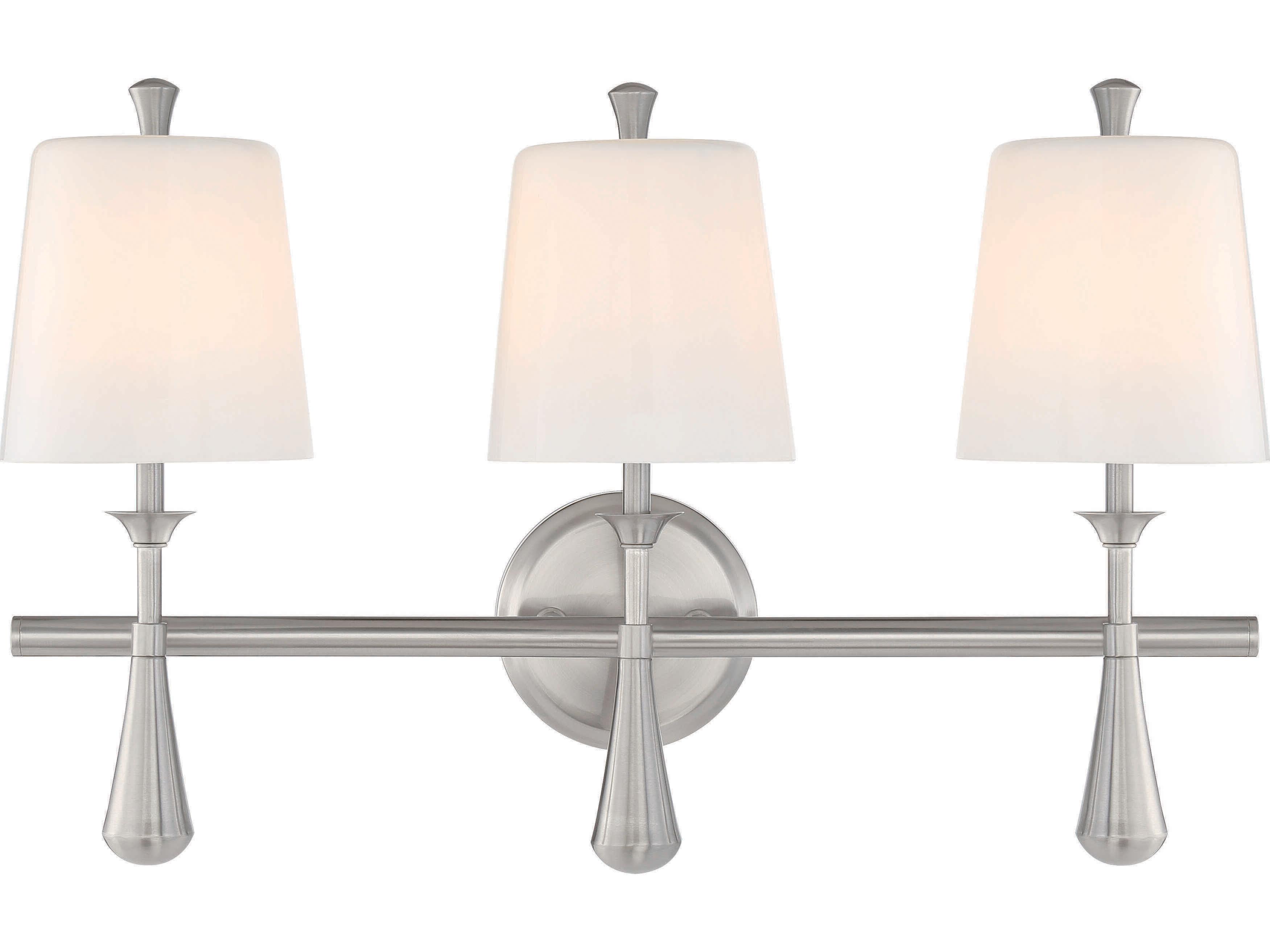 Craftmade Palmer 3-Light Brushed Polished Nickel Glass Vanity Light