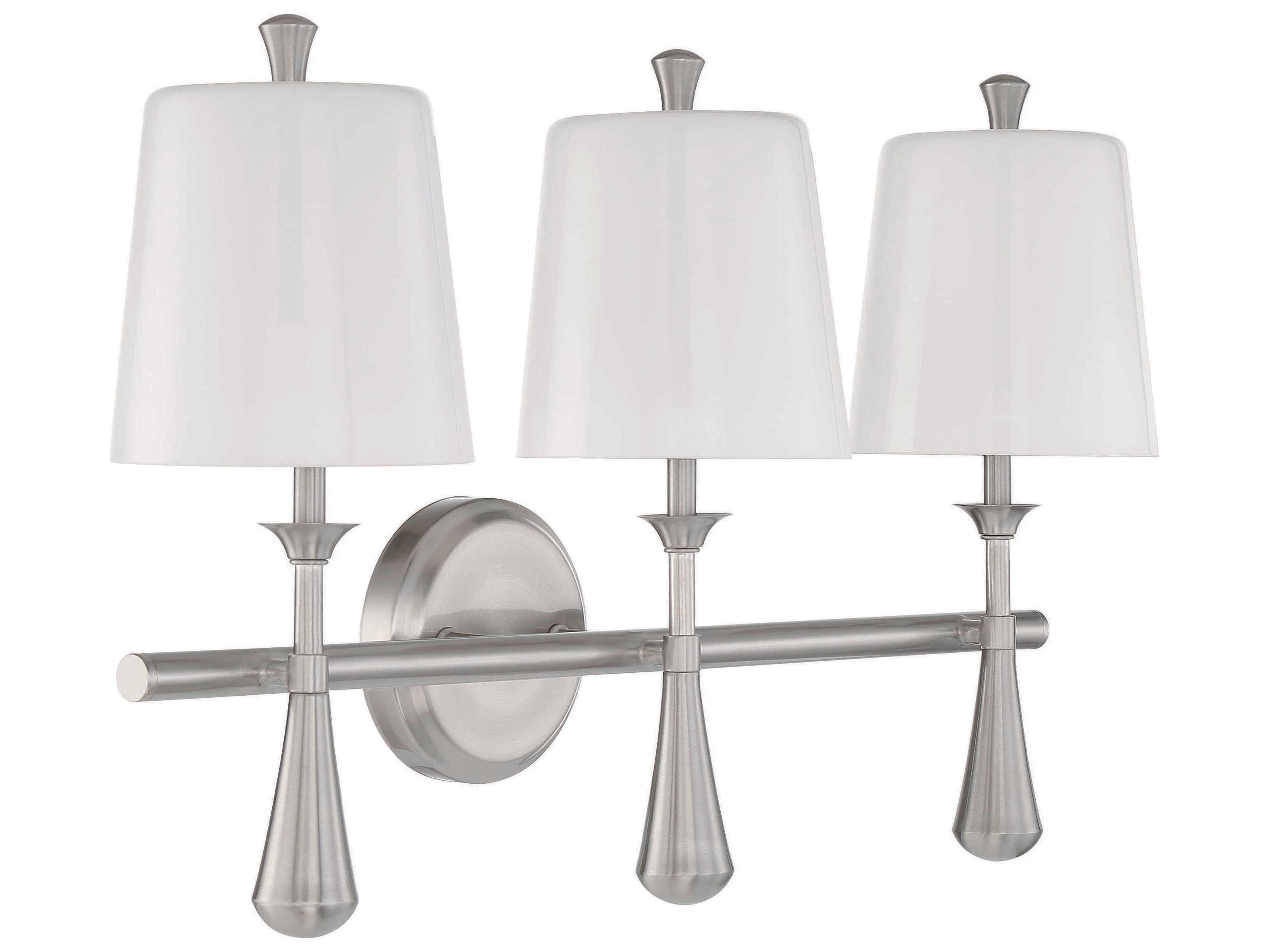 Craftmade Palmer 3-Light Brushed Polished Nickel Glass Vanity Light