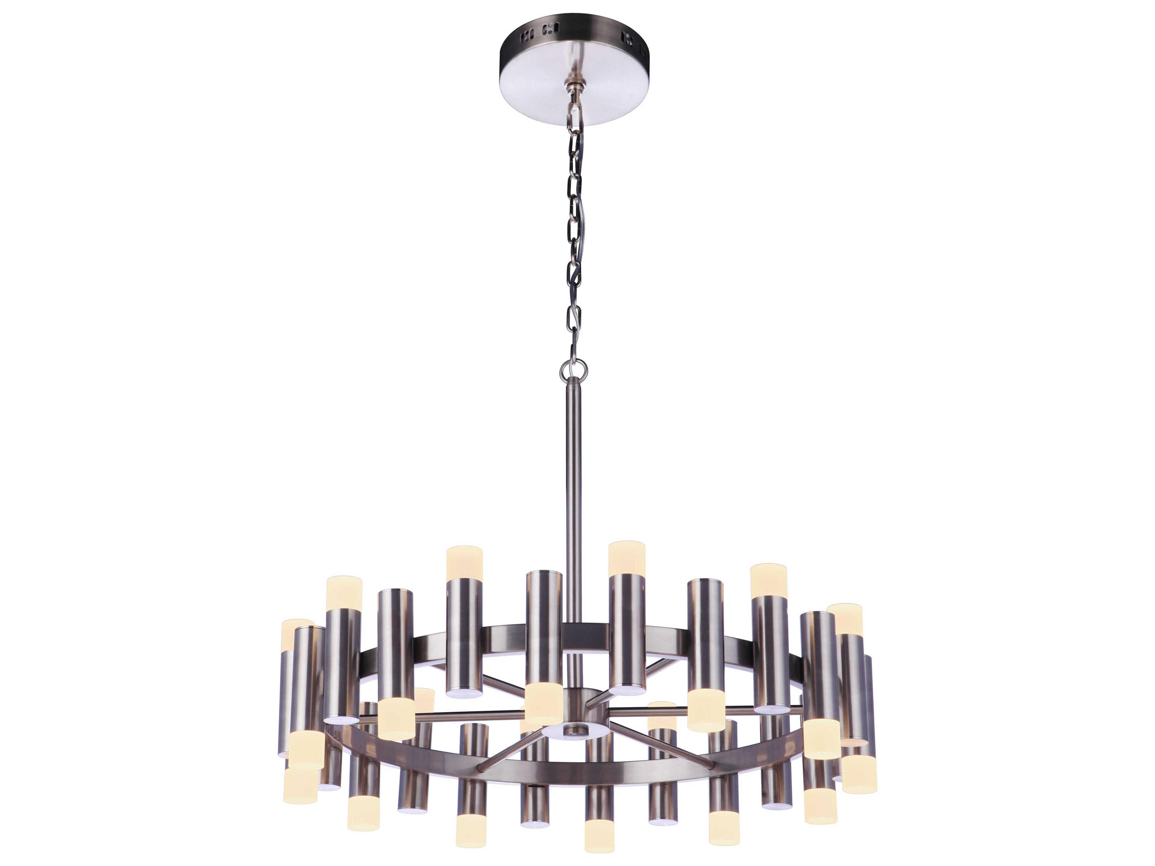 Craftmade Simple Lux 24-Light Brushed Polished Nickel LED Cylinder Chandelier