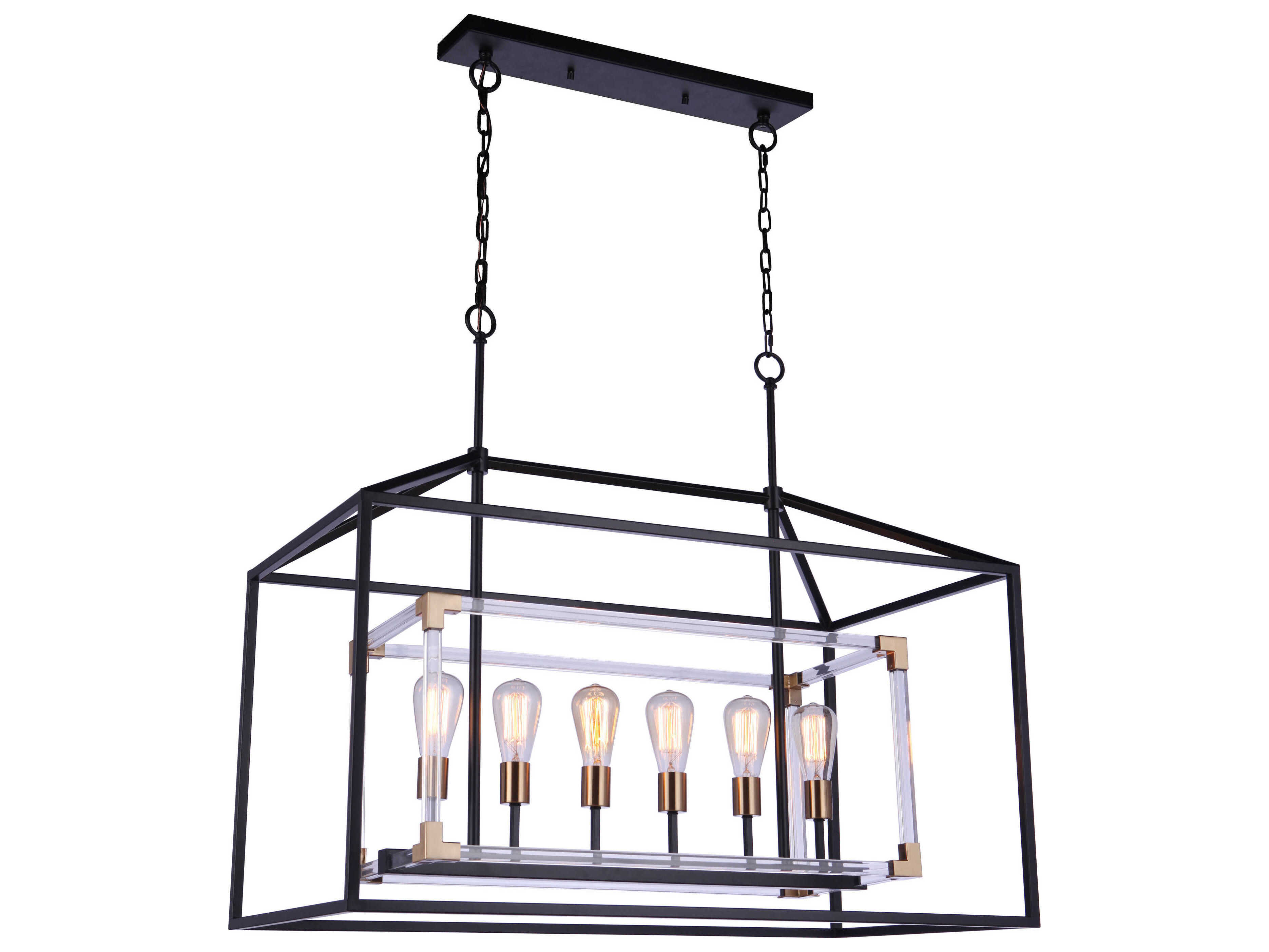 Craftmade Aaron 6-Light Flat Black Satin Brass Linear Island Pendant