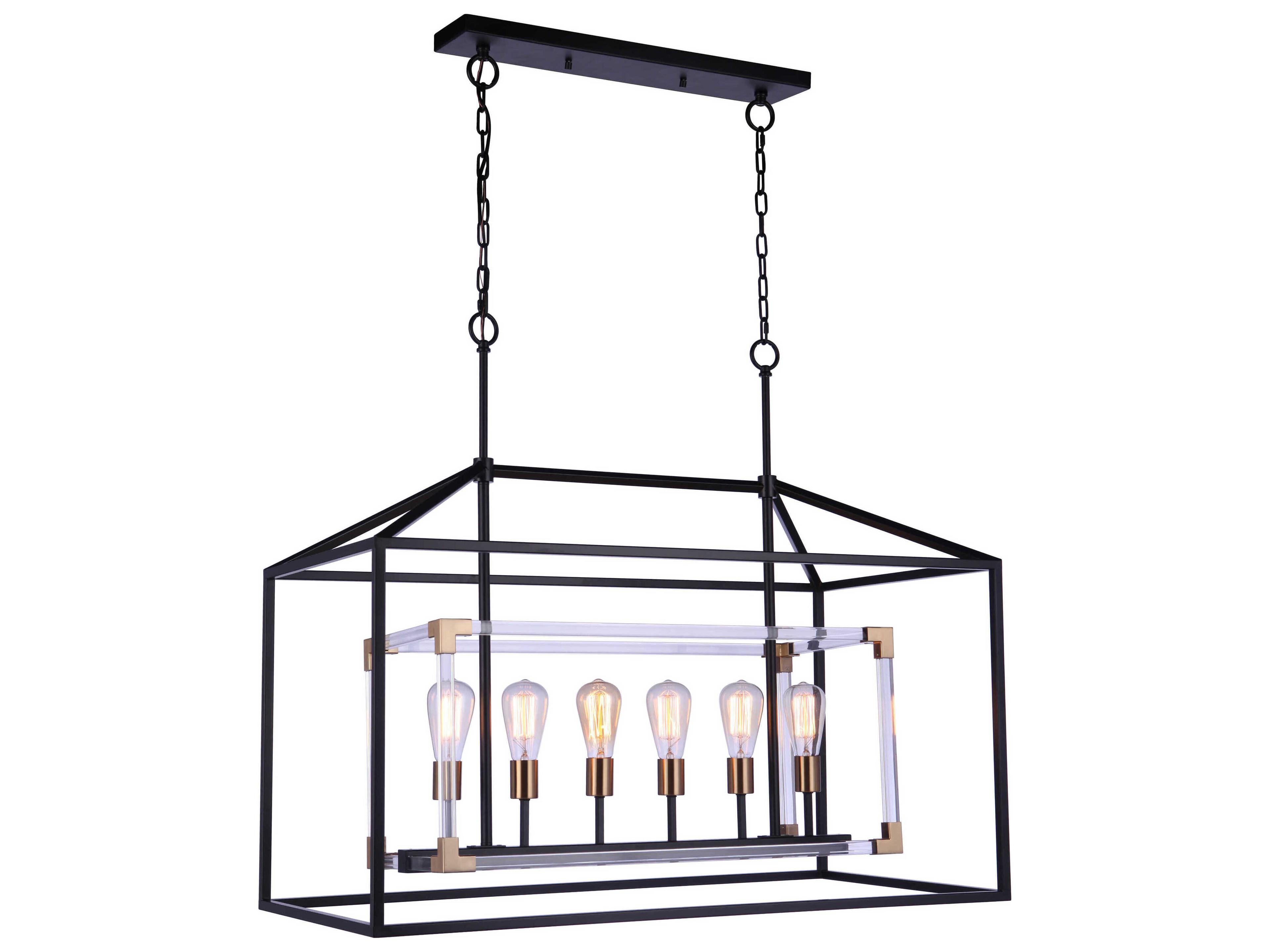 Craftmade Aaron 6-Light Flat Black Satin Brass Linear Island Pendant