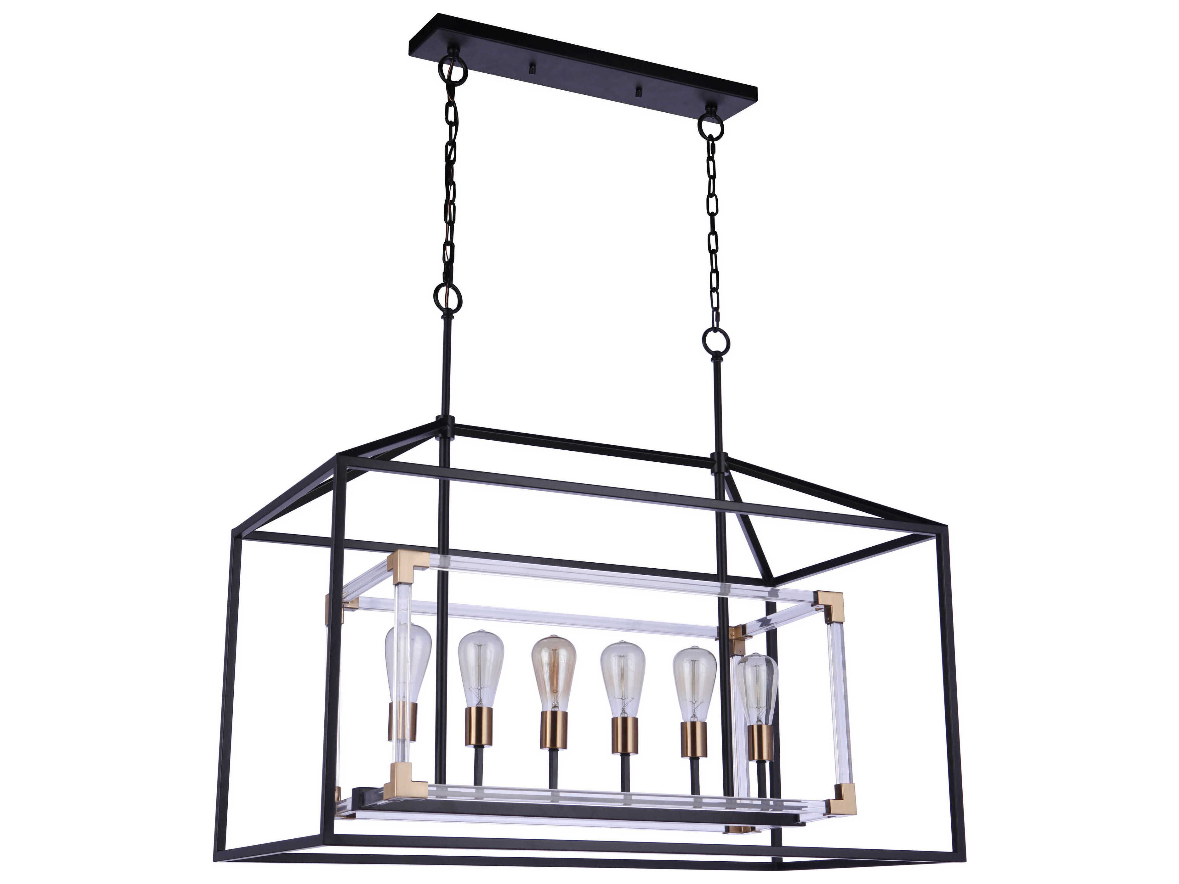 Craftmade Aaron 6-Light Flat Black Satin Brass Linear Island Pendant