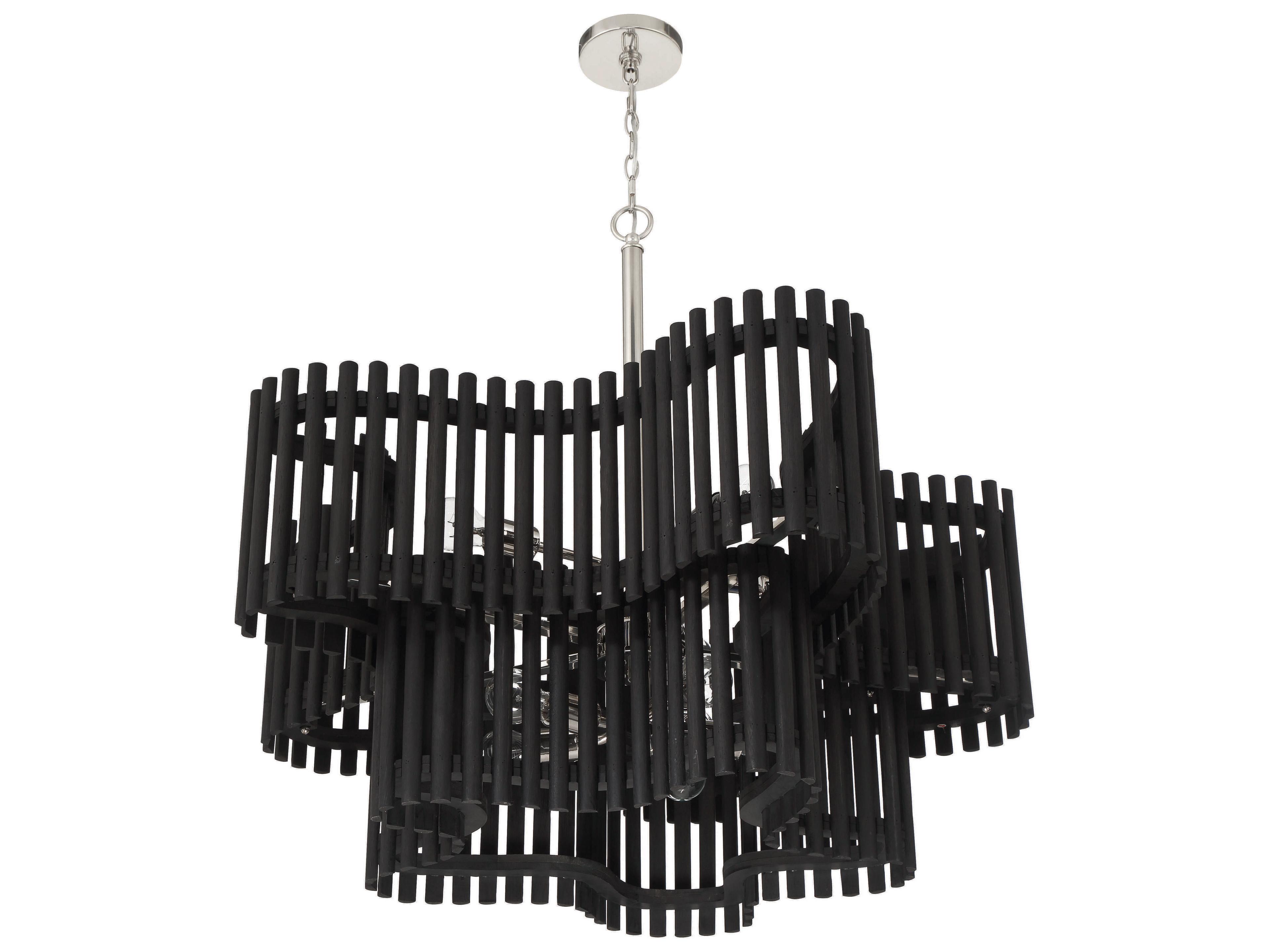Craftmade Freeform 10-Light Polished Nickel Black Walnut Geometric Chandelier