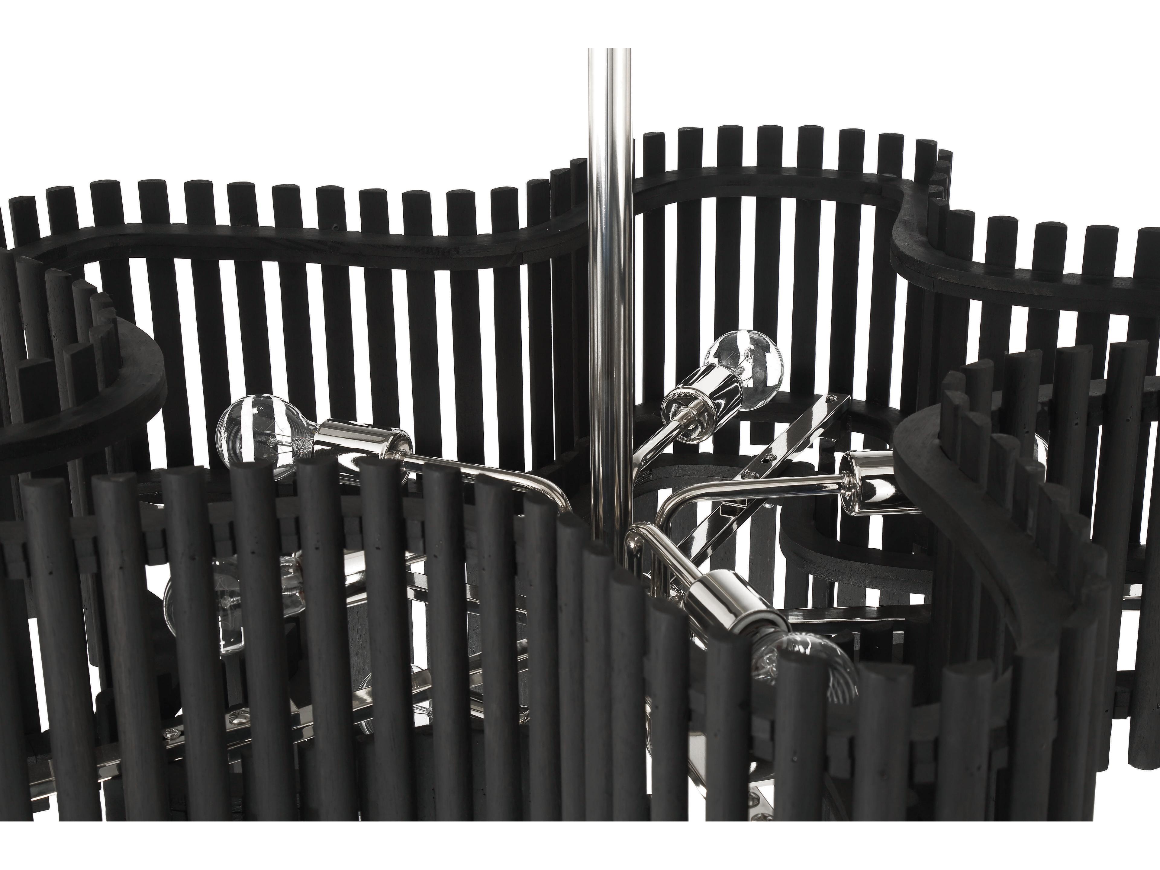 Craftmade Freeform 10-Light Polished Nickel Black Walnut Geometric Chandelier