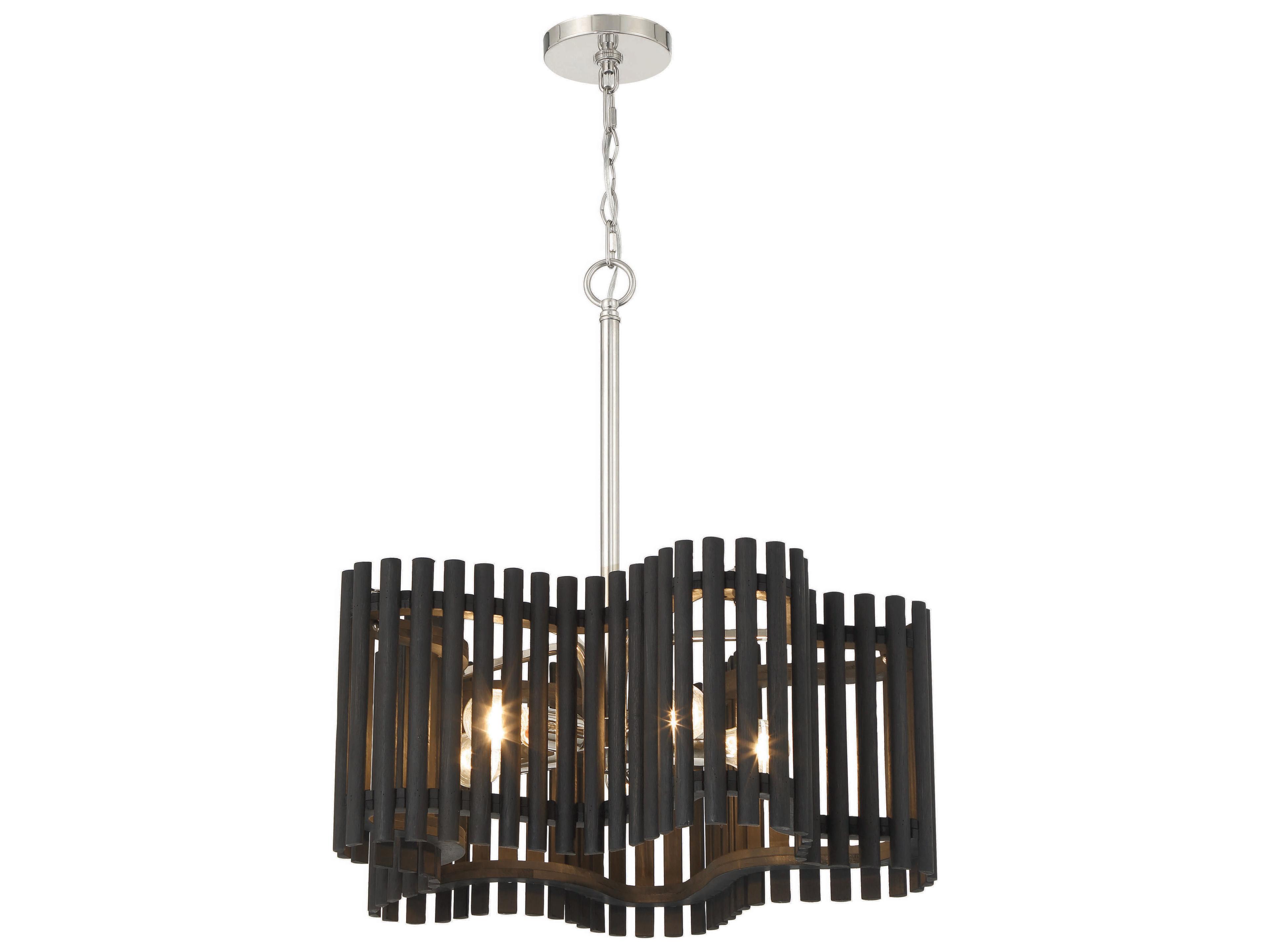 Craftmade Freeform 5-Light Polished Nickel Black Walnut Geometric Chandelier