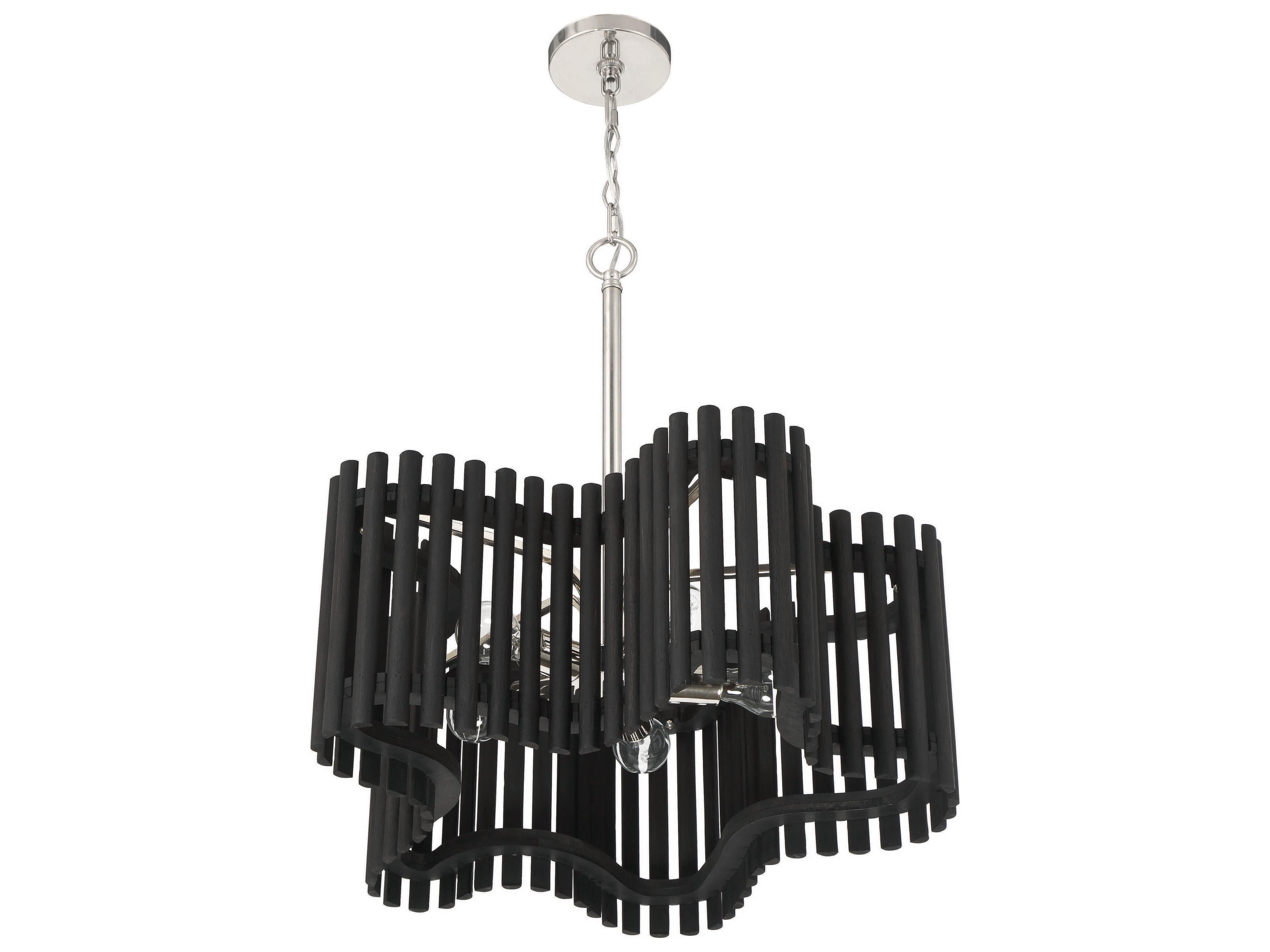 Craftmade Freeform 5-Light Polished Nickel Black Walnut Geometric Chandelier