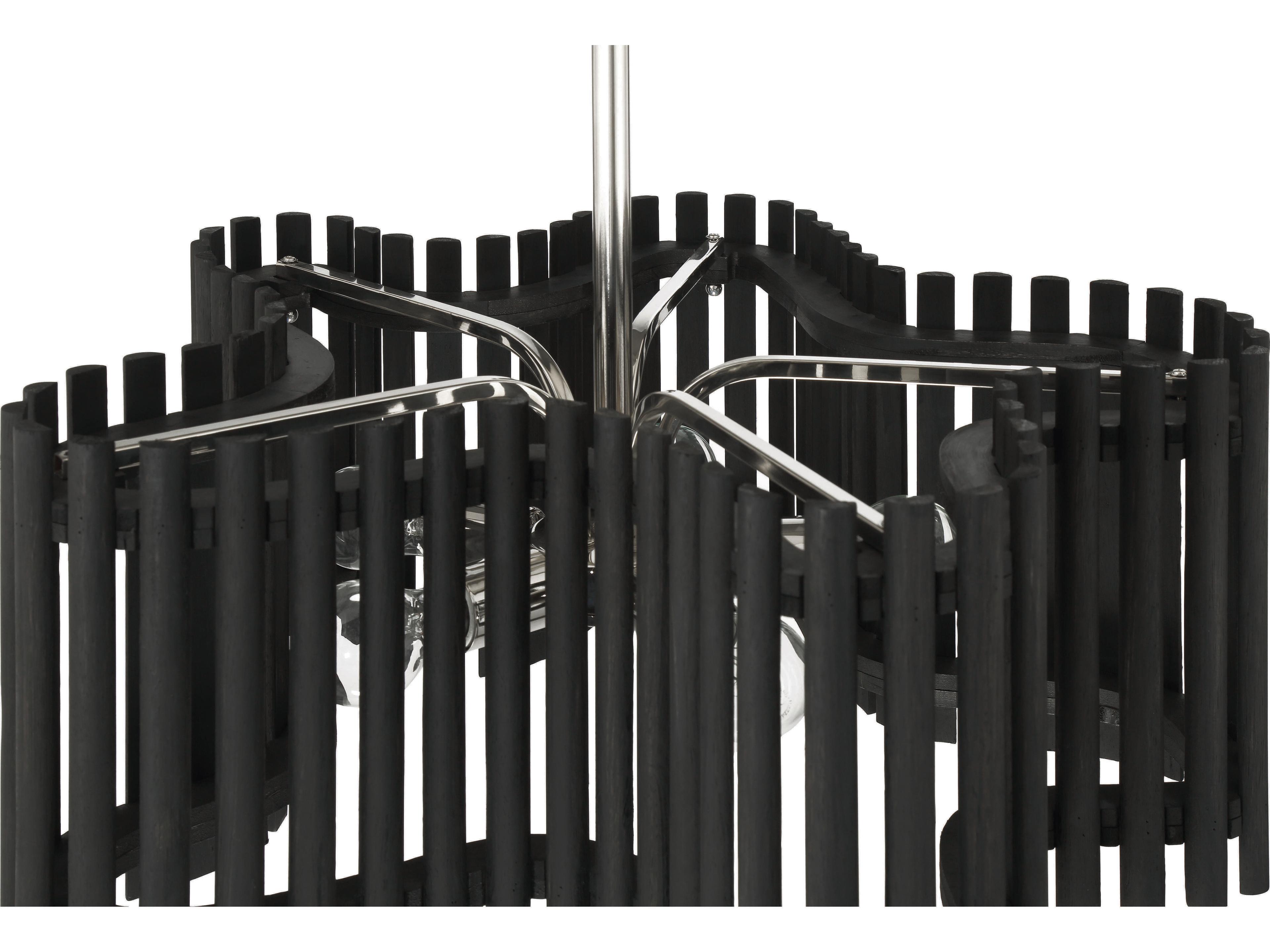 Craftmade Freeform 5-Light Polished Nickel Black Walnut Geometric Chandelier