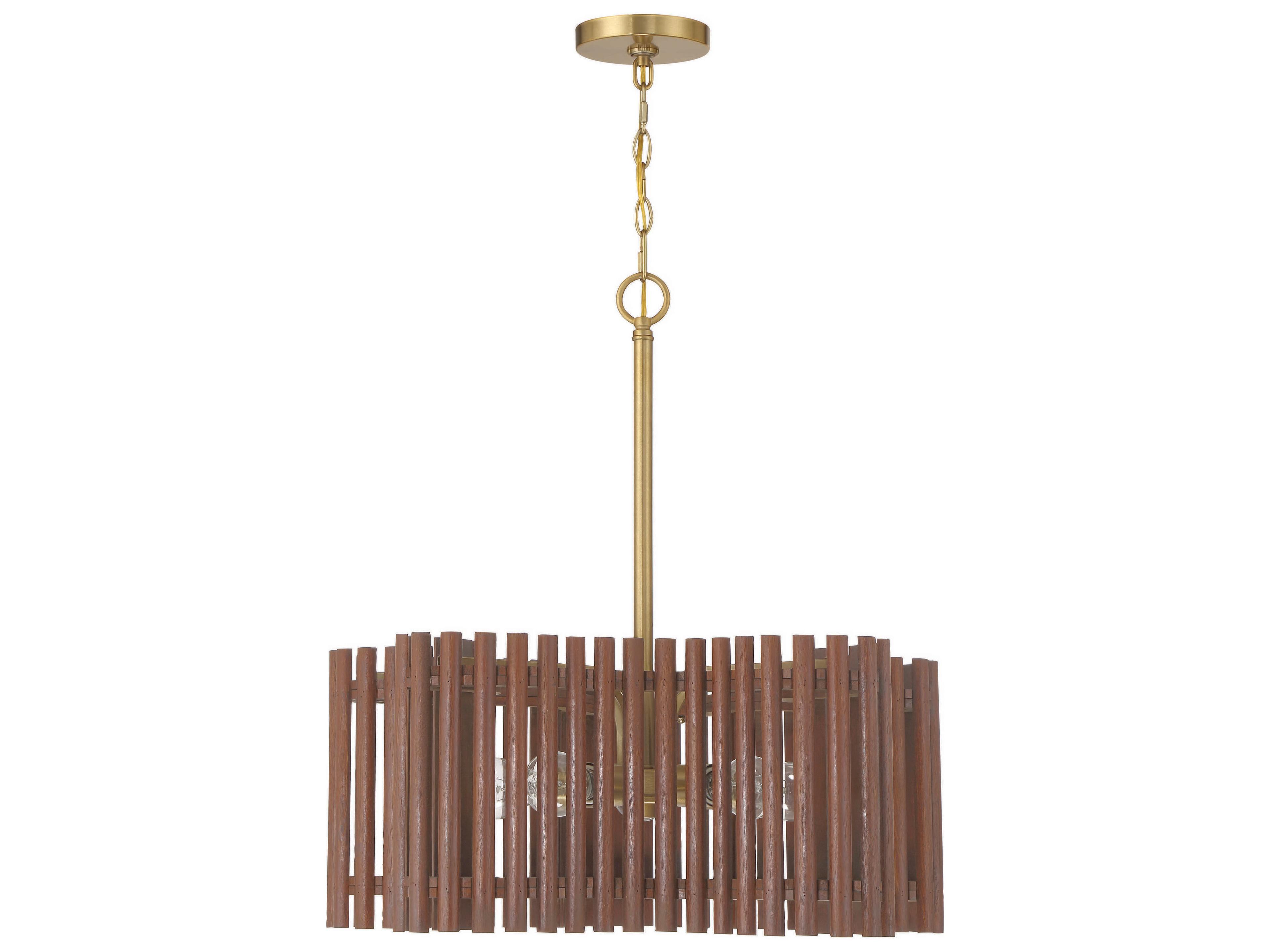 Craftmade Freeform 5-Light Satin Brass Walnut Brown Geometric Chandelier