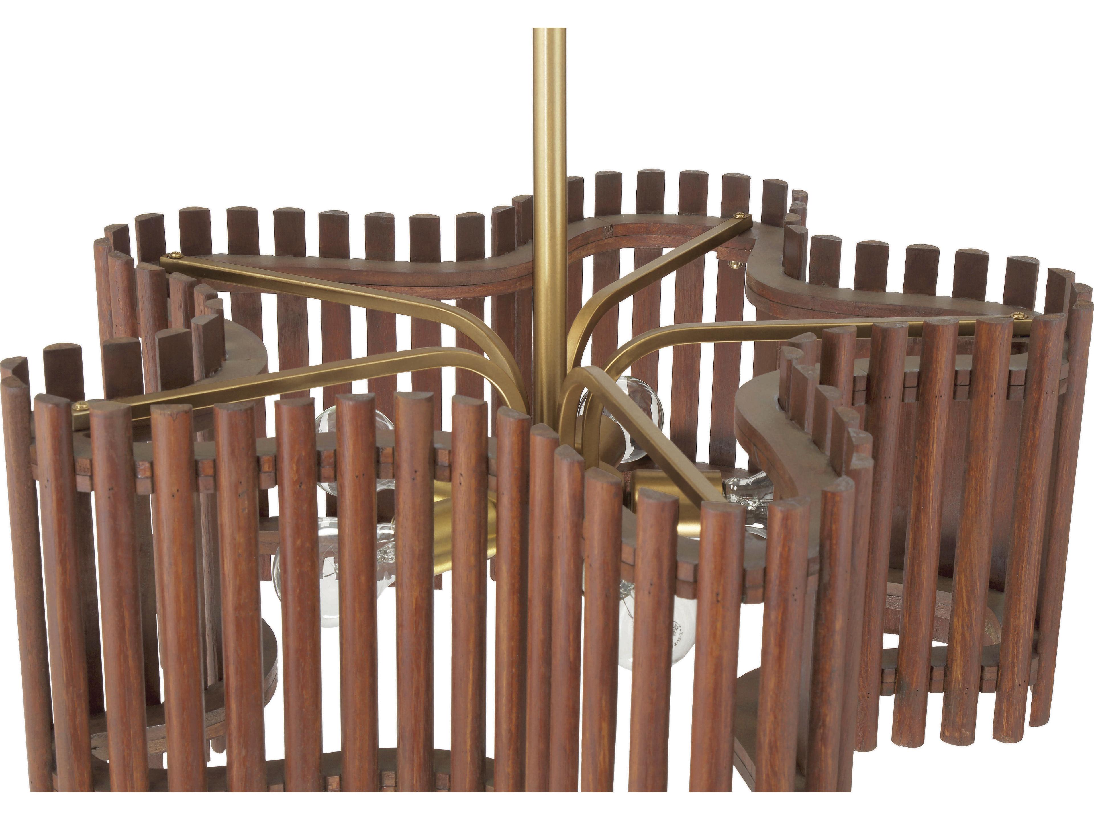 Craftmade Freeform 5-Light Satin Brass Walnut Brown Geometric Chandelier