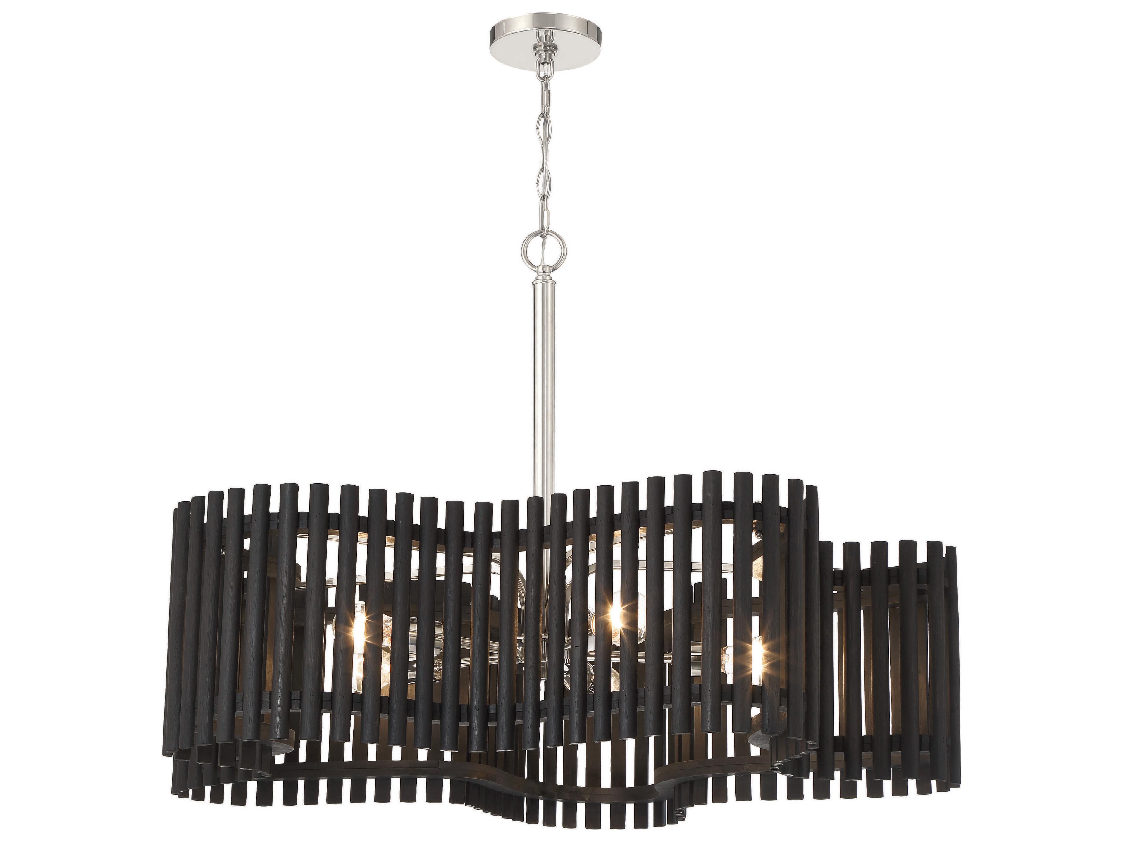 Craftmade Freeform 5-Light Polished Nickel Black Walnut Geometric Chandelier